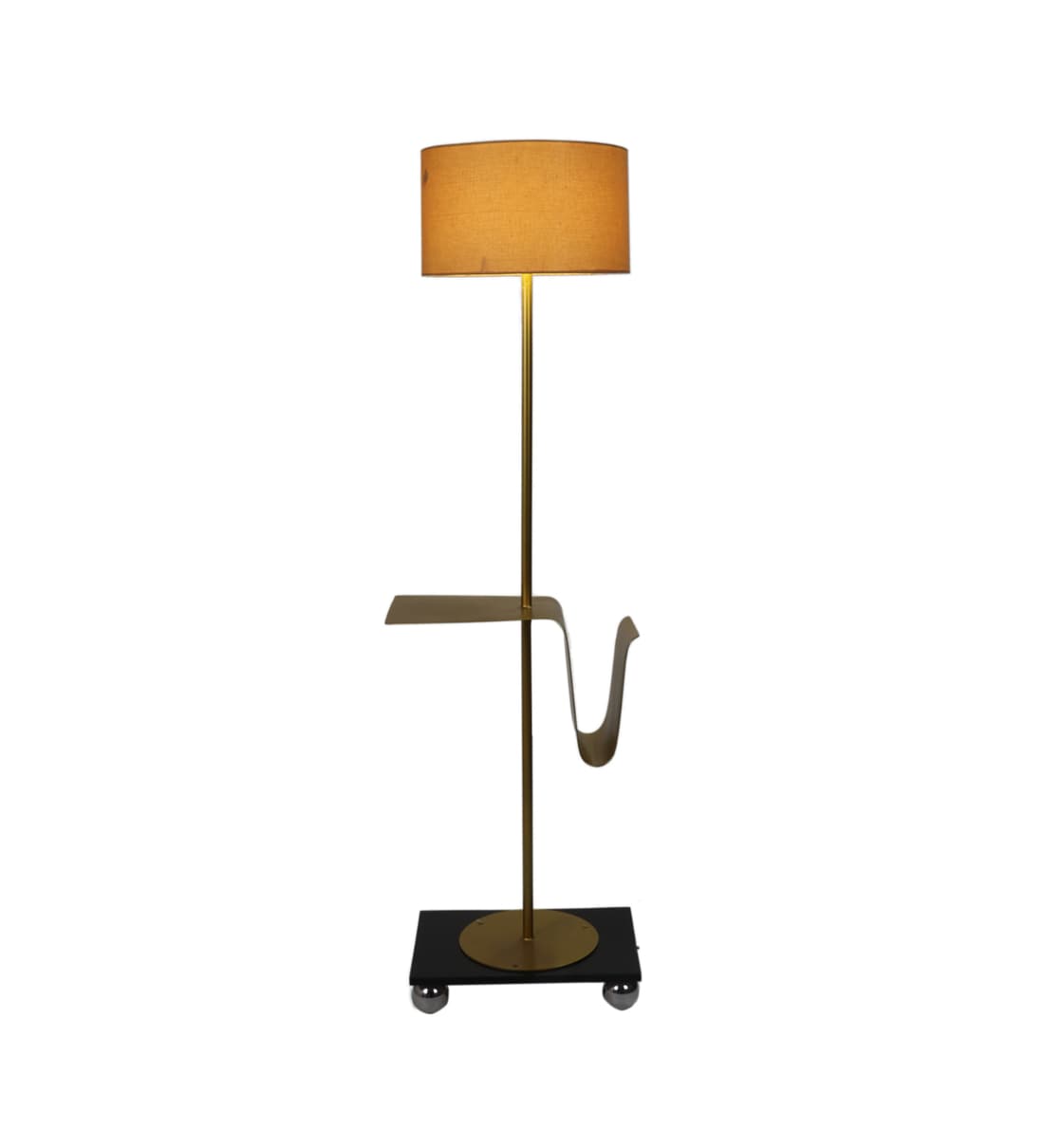 Buy GOLD Shade Floor Lamp With Wood & Metal Base By The Lighting Hub