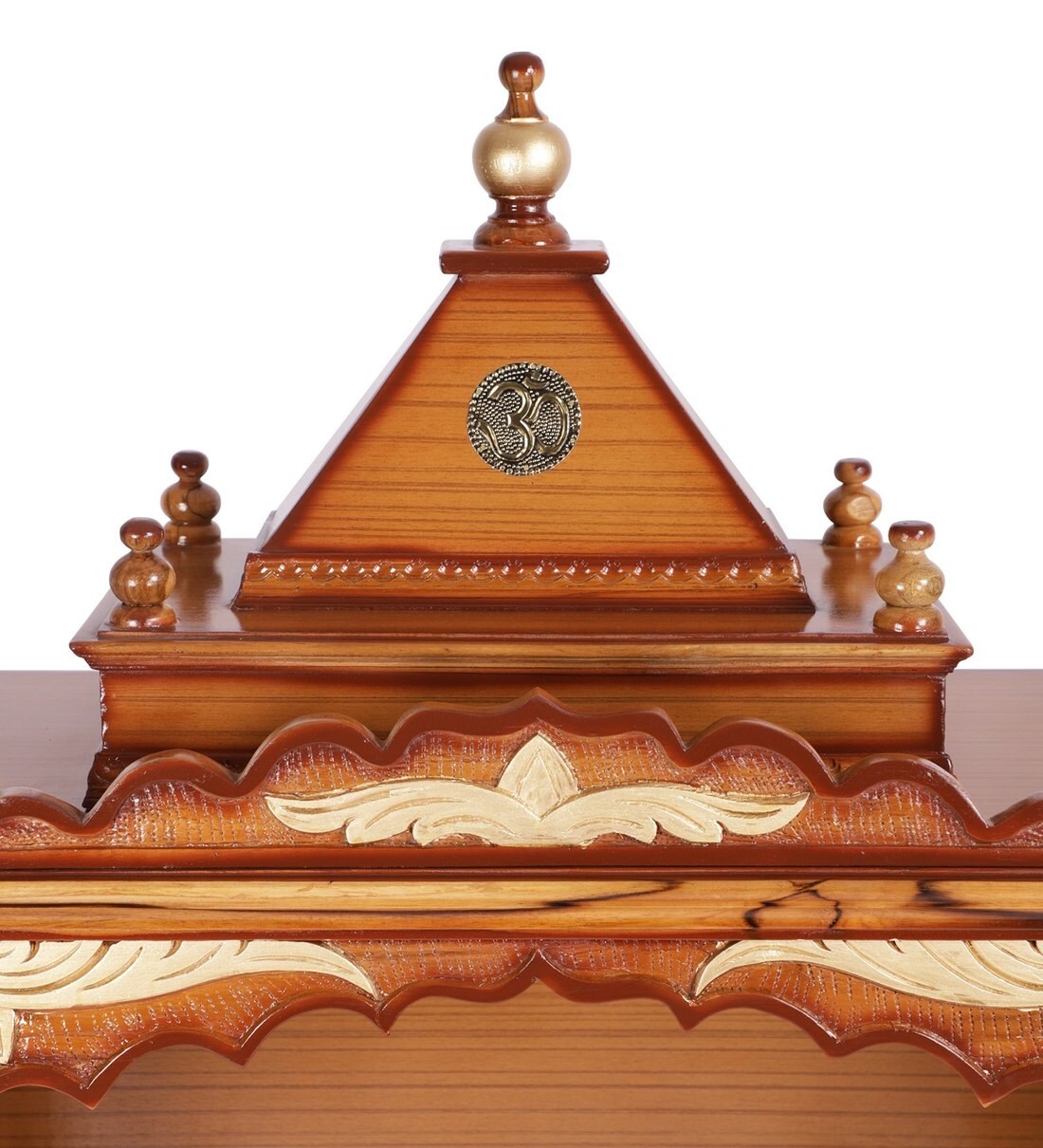 Buy Teak Wood Gold Large Mandir With Storage By Dzyn Furnitures Online Mandirs Spiritual 0096