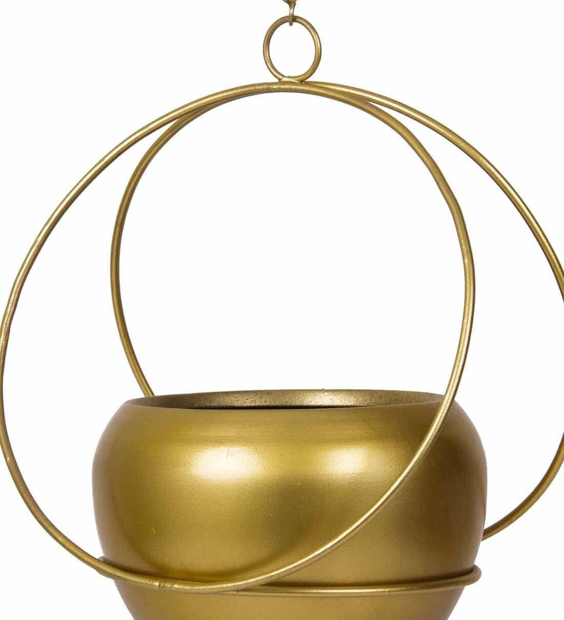 Buy GoldToned Metal Hanging Planter by Tied Ribbons Online Hanging