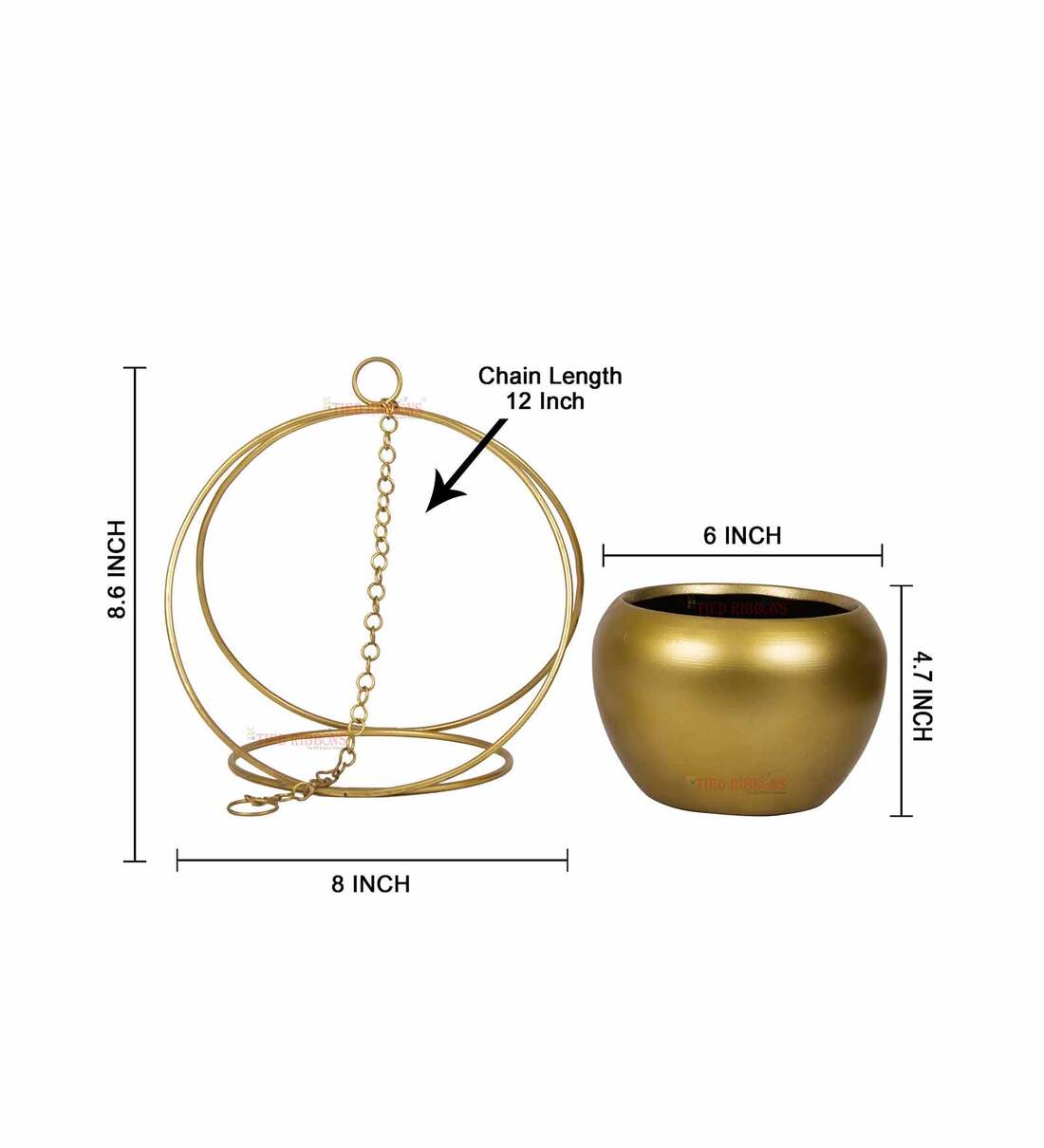 Buy GoldToned Metal Hanging Planter by Tied Ribbons Online Hanging