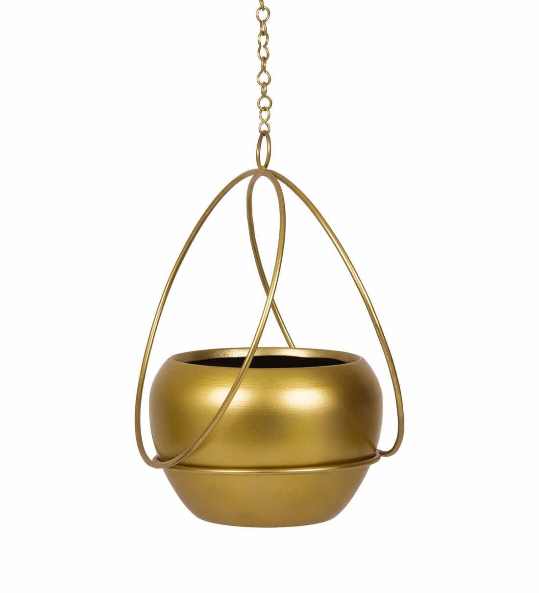 Buy GoldToned Metal Hanging Planter by Tied Ribbons Online Hanging