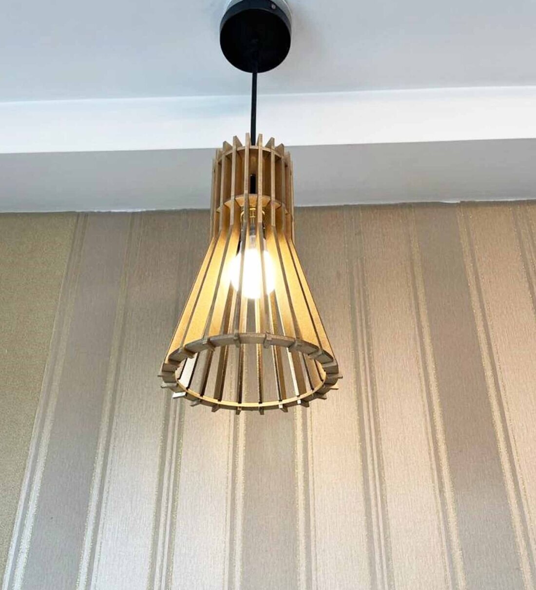 Buy Gold Wood Hanging Light By Grobliss Online Geometric Hanging