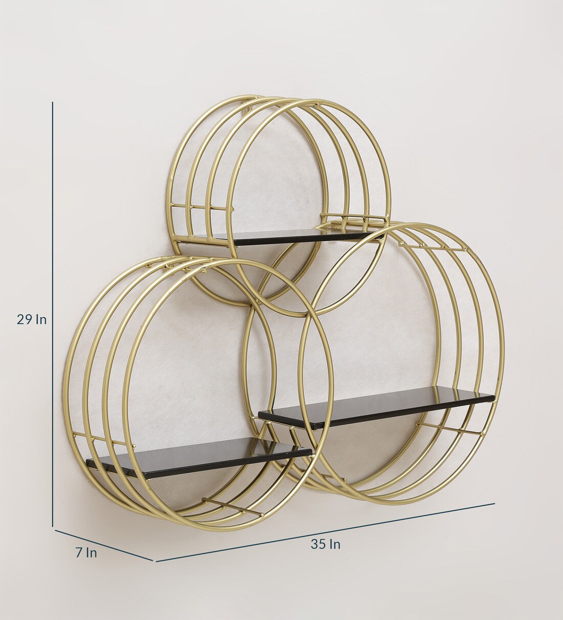 Buy Gold Wrought Iron and MDF Aaron Book Shelf in Gold Colour by Vedas