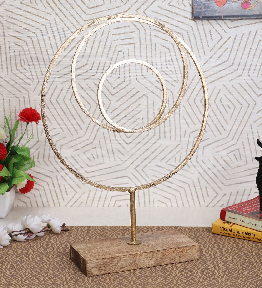 Buy Gold Wrought Iron Art Metal Ring Table Decor By Global Glory Online