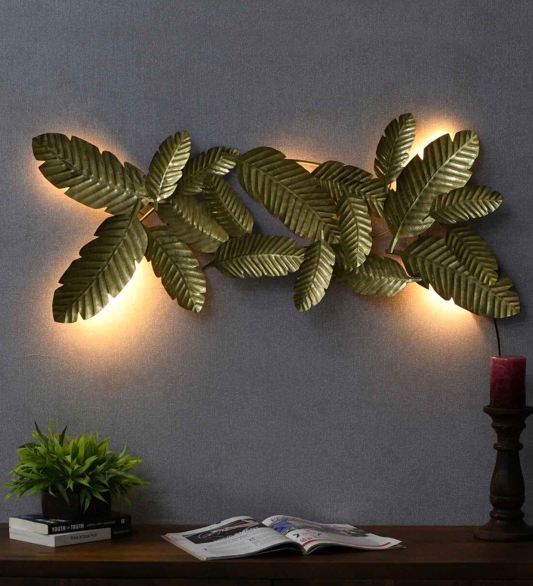 Buy Golden Banana Leaf With Light Wall Art at 9 OFF by The SK Creative