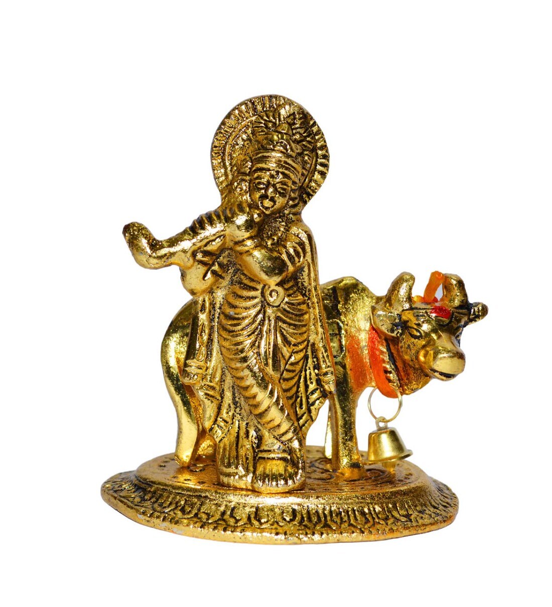 Buy Golden Brass 4 Inches Lord Krishna Statue By Craftvatika Online ...