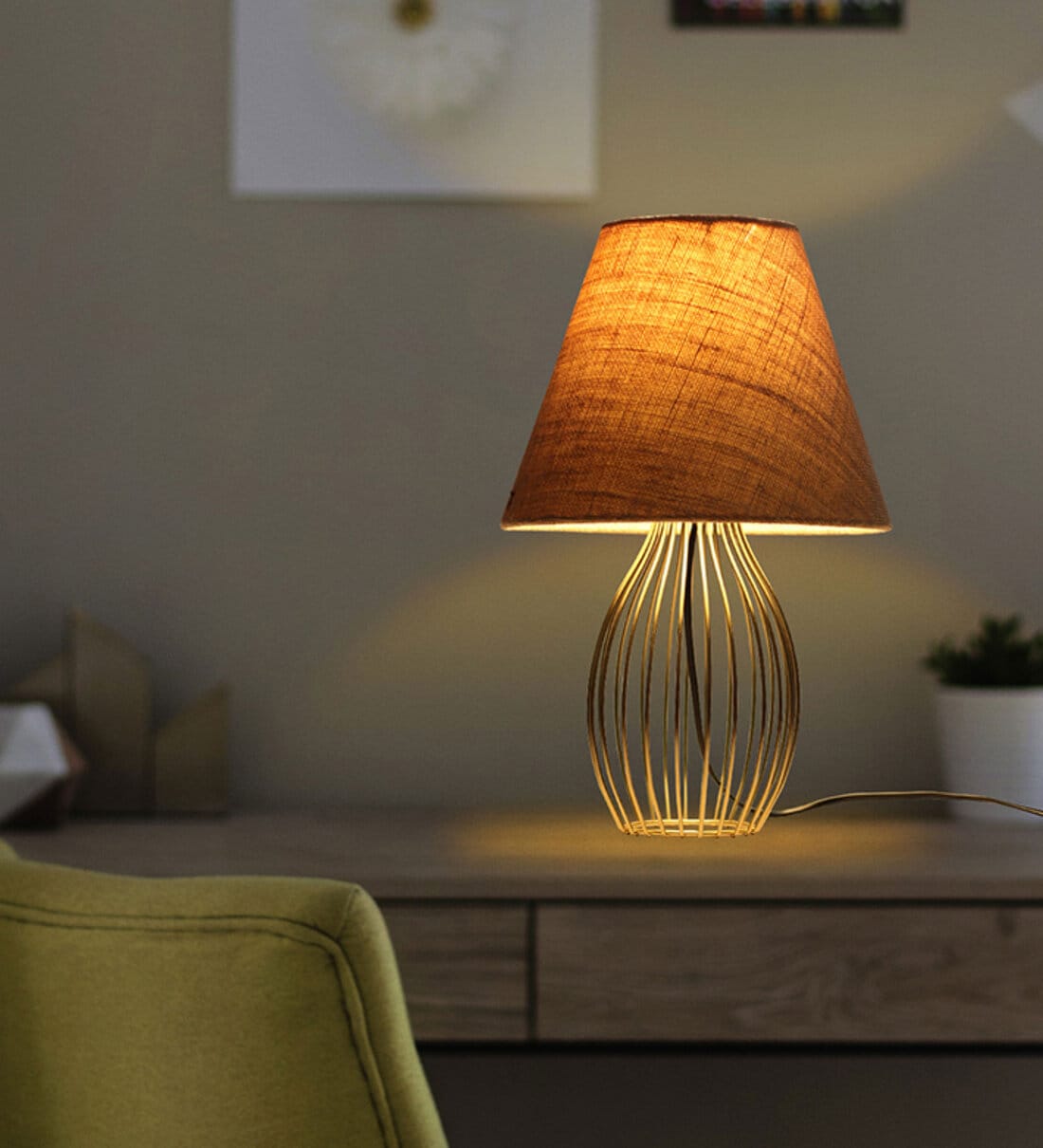 wire cage table lamp shade