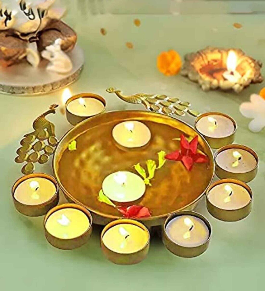 Buy Golden finish Lotus Petal Votive Set of 2 at 50 OFF by Shan