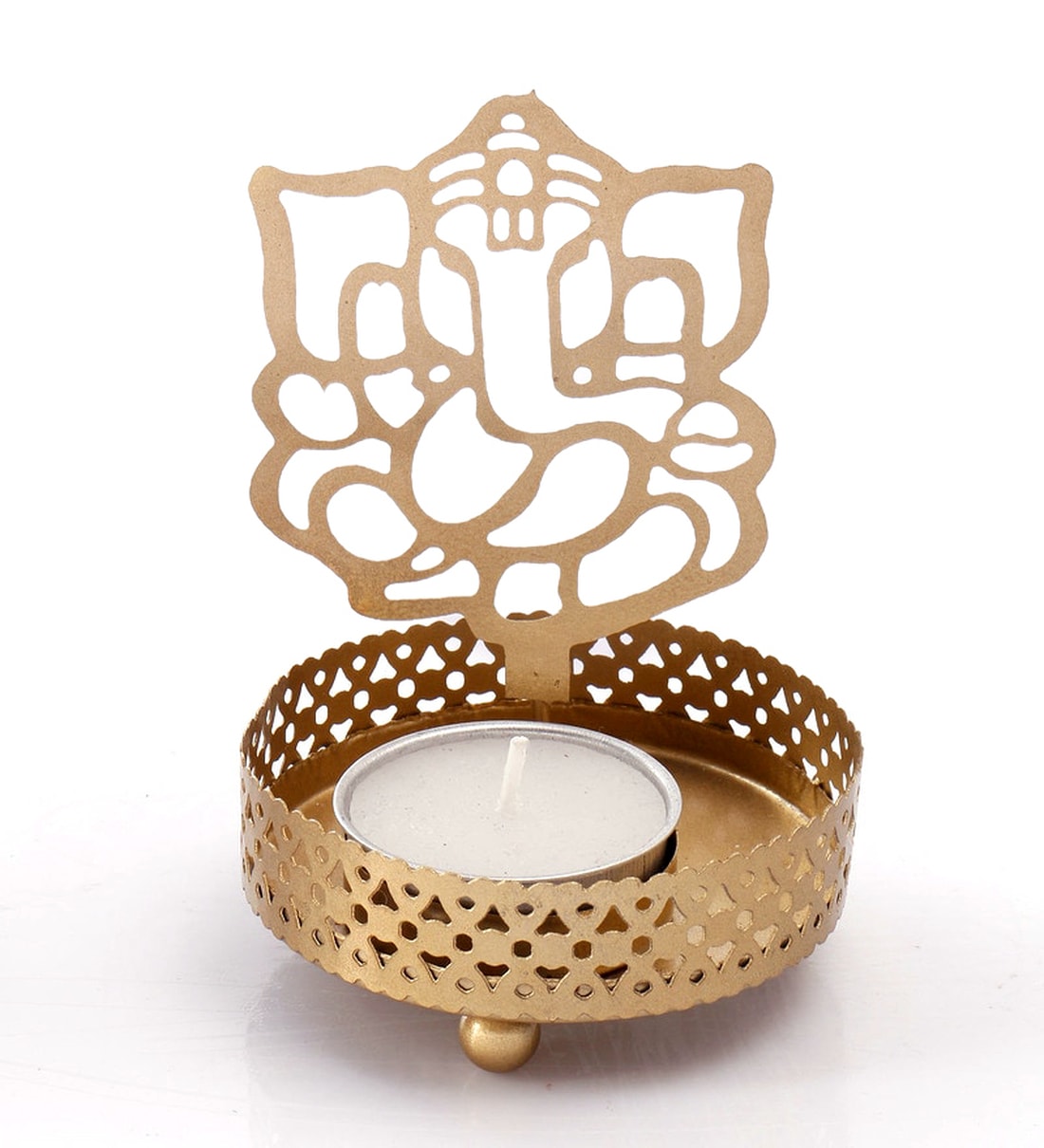 Buy Gold Metal Shadow Tea Light Holder by Heaven Decor Online Table