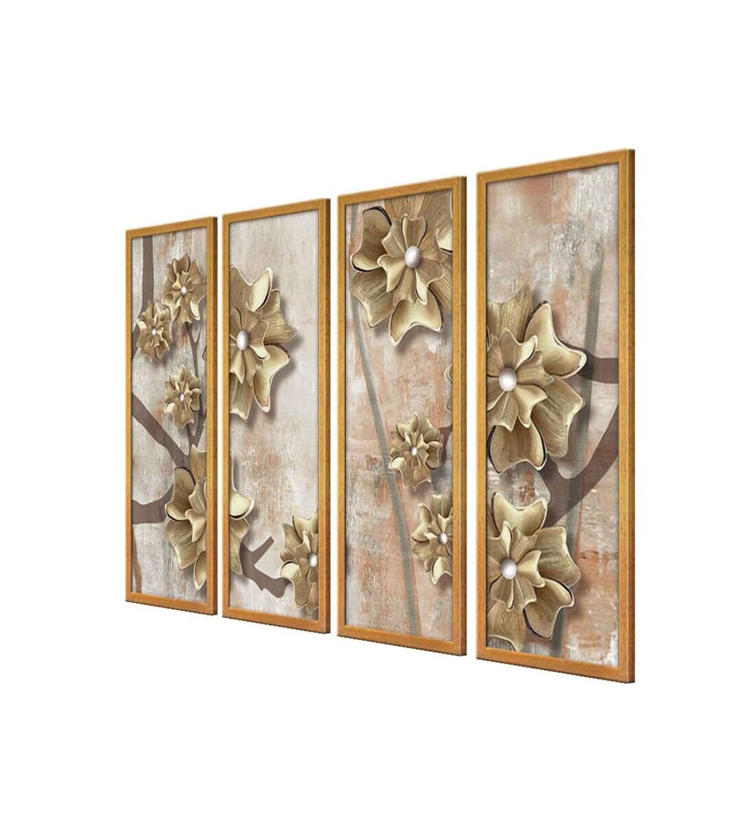 Buy Golden Flowers Abstract Wall Art Panels By 999Store Online Floral