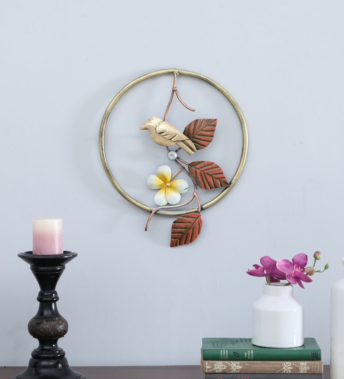 Buy Golden Iron Flower Ring Wall Art By Malik Design Online Floral Metal Art Metal Wall Art