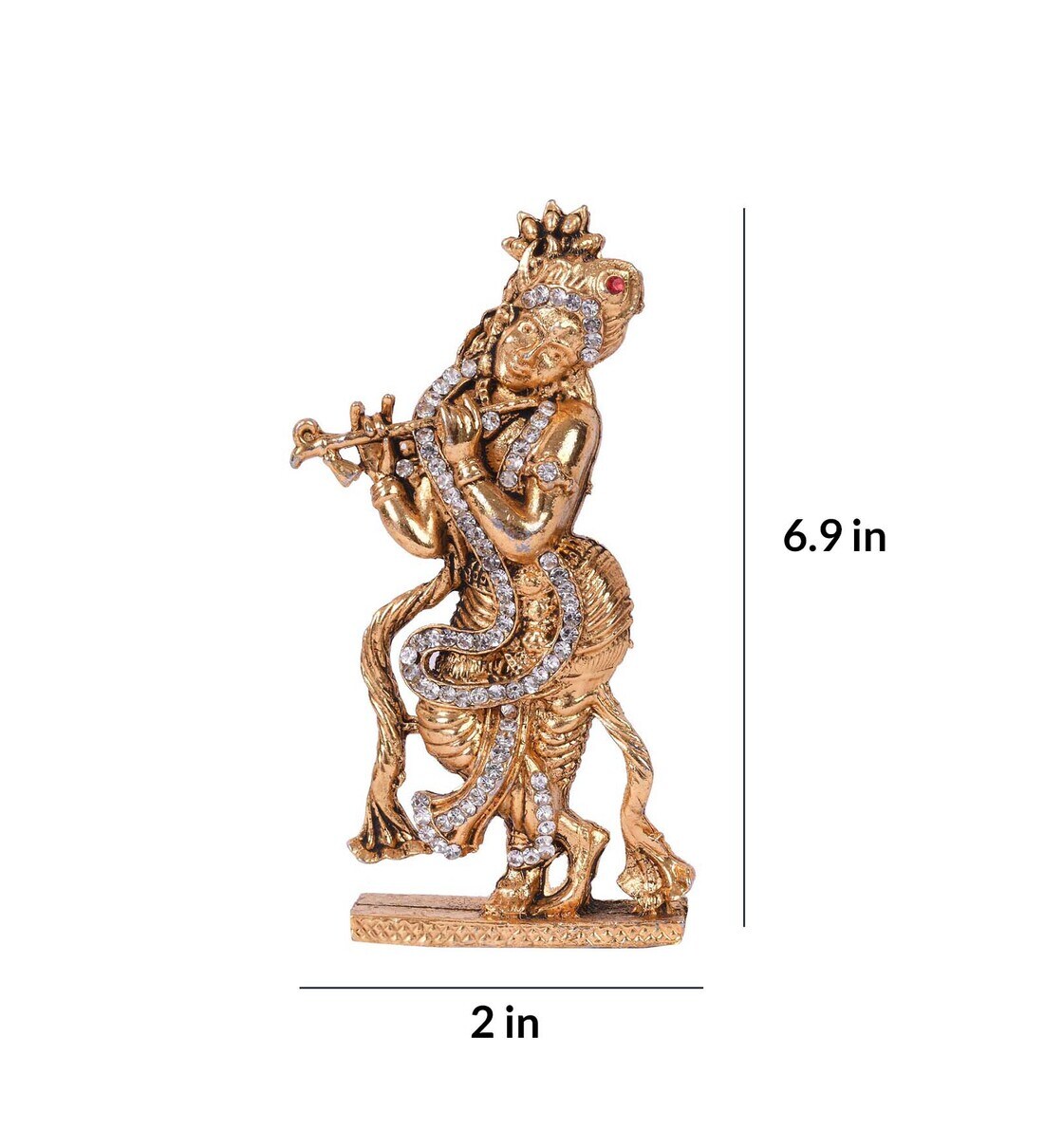 Buy Golden Metal 3.9 Inches Lord Krishna Statue By Craftvatika Online ...