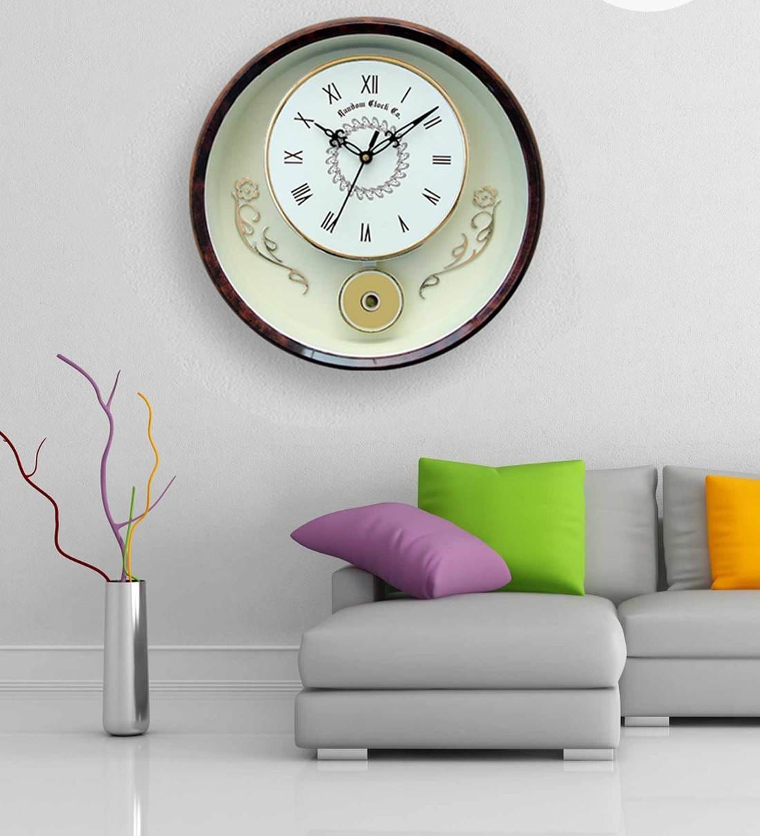 Buy Goldy Pendulum Plastic Wall Clock By Random Online Modern Wall Clocks Wall Clocks Home Decor Pepperfry Product