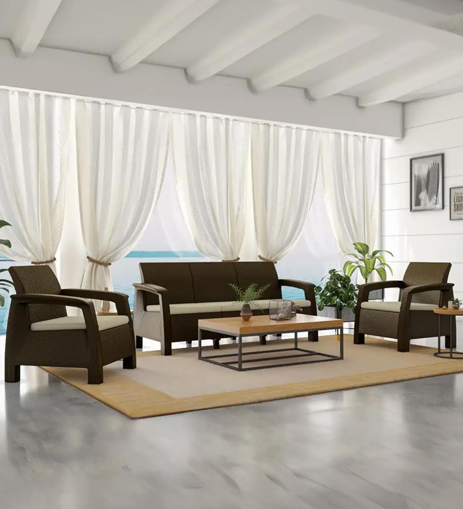 Goa Sofa Set With Cushion (3+1+1 Seater) In Grey Colour Goa Sofa Set With Cushion (3+1+1 Seater) In Grey Colour