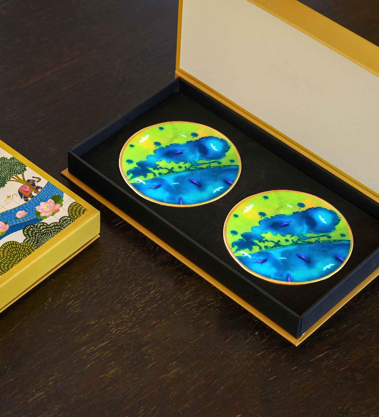 Multicolour (4 x 4 Inches) Marble (Set of 2) Coasters