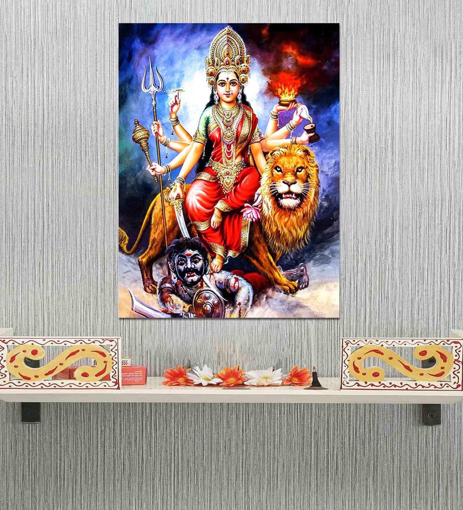 Goddess Durga Toughened Glass Art Print
