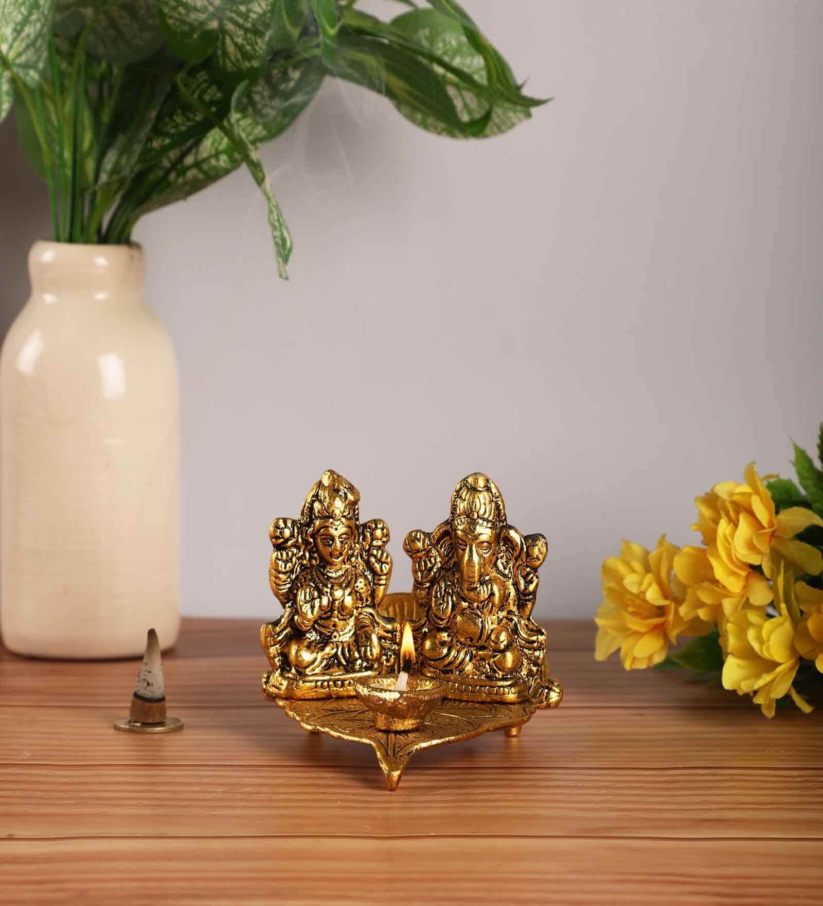 Goddess Leaf  Gold Aluminium Diya