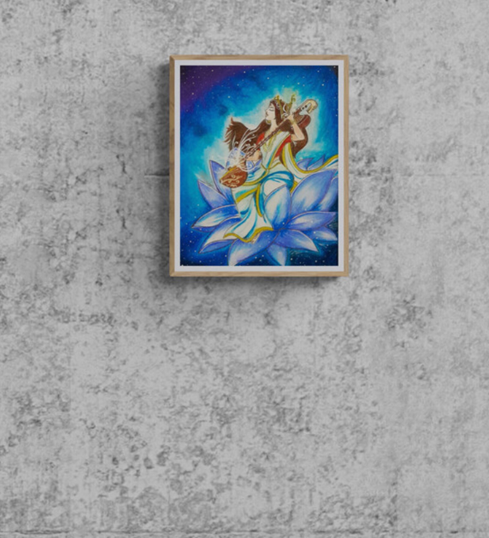 Buy Goddess Saraswati Handmade Acrylic On Canvas Board. Unframed at 11