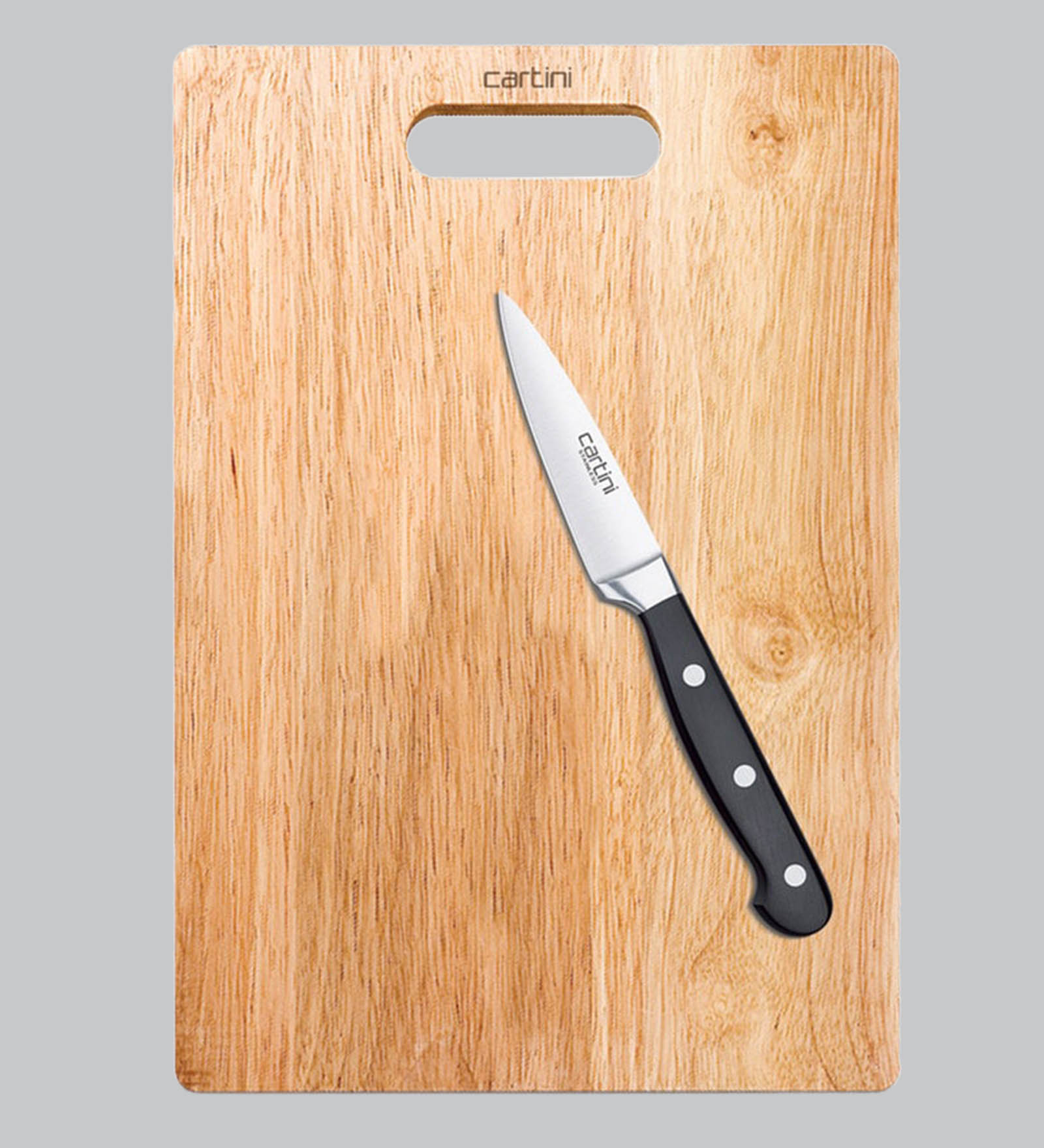 Godrej Cartini Stainless Steel Paring Knife with Rubberwood Chopping Board