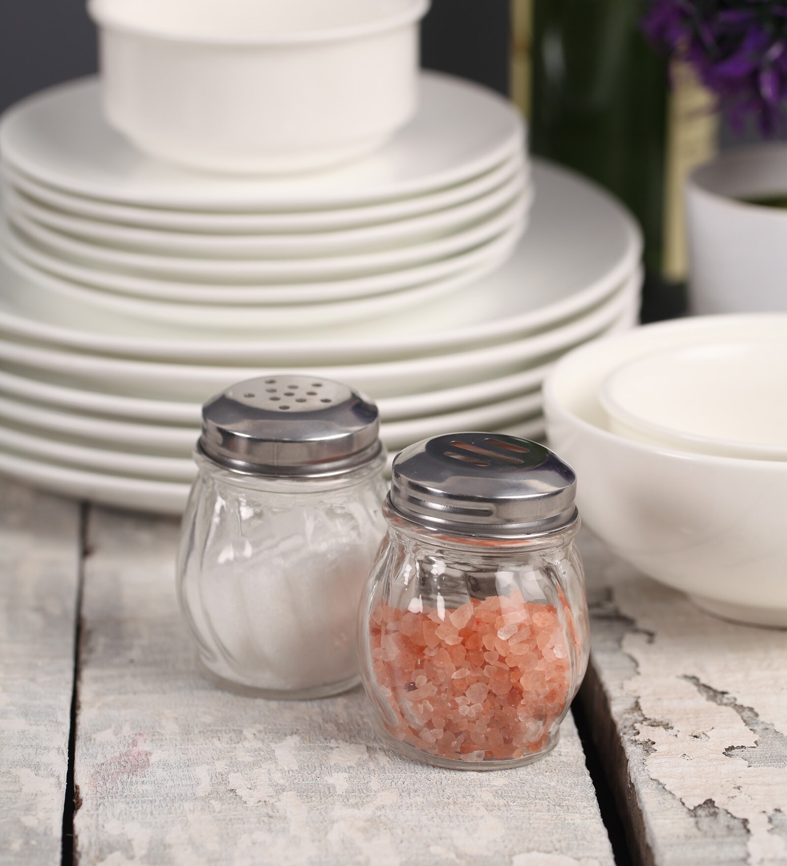 Buy Glass Salt & Pepper Shakers in Transparent Set of 2 by Godskitchen