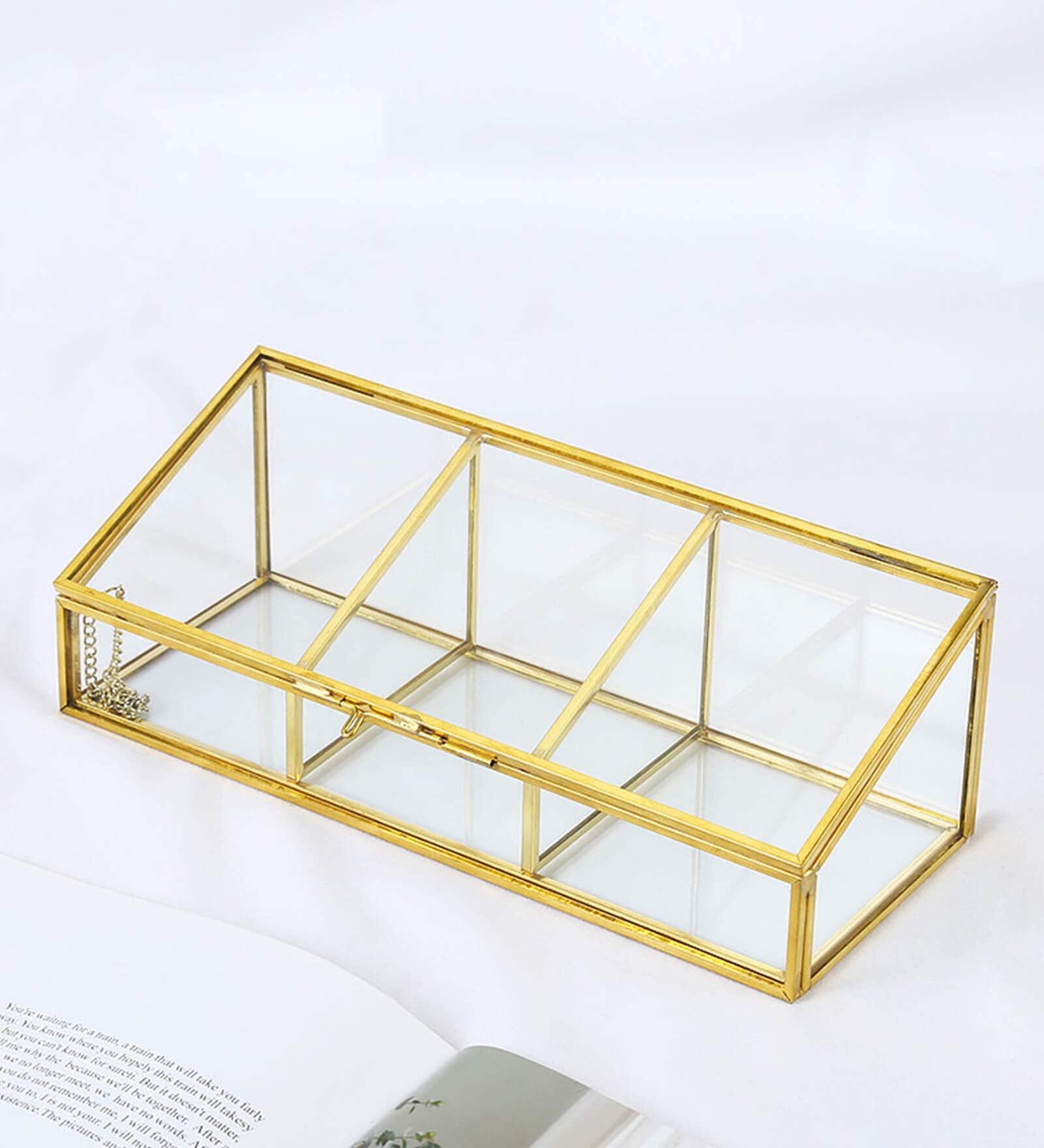 Golden Aelia Metal And Glass Multipurpose Jewellery Make Up Organiser