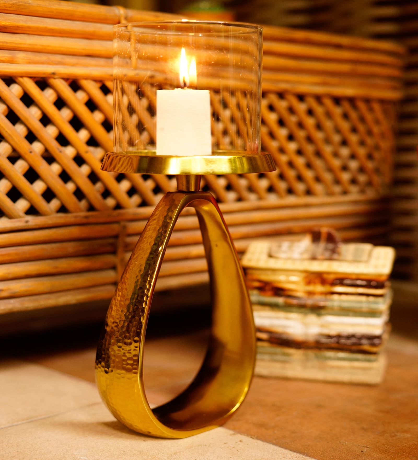Gold Metal Aluminium Decor Candle Holder
