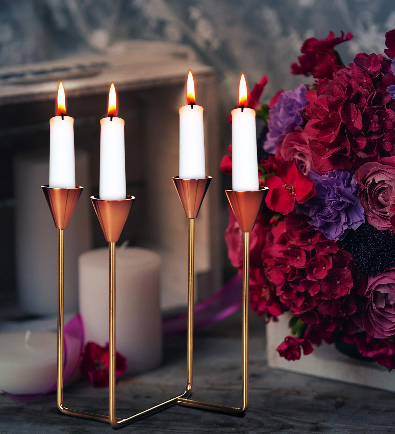 Gold Aluminium Table Candle Holder