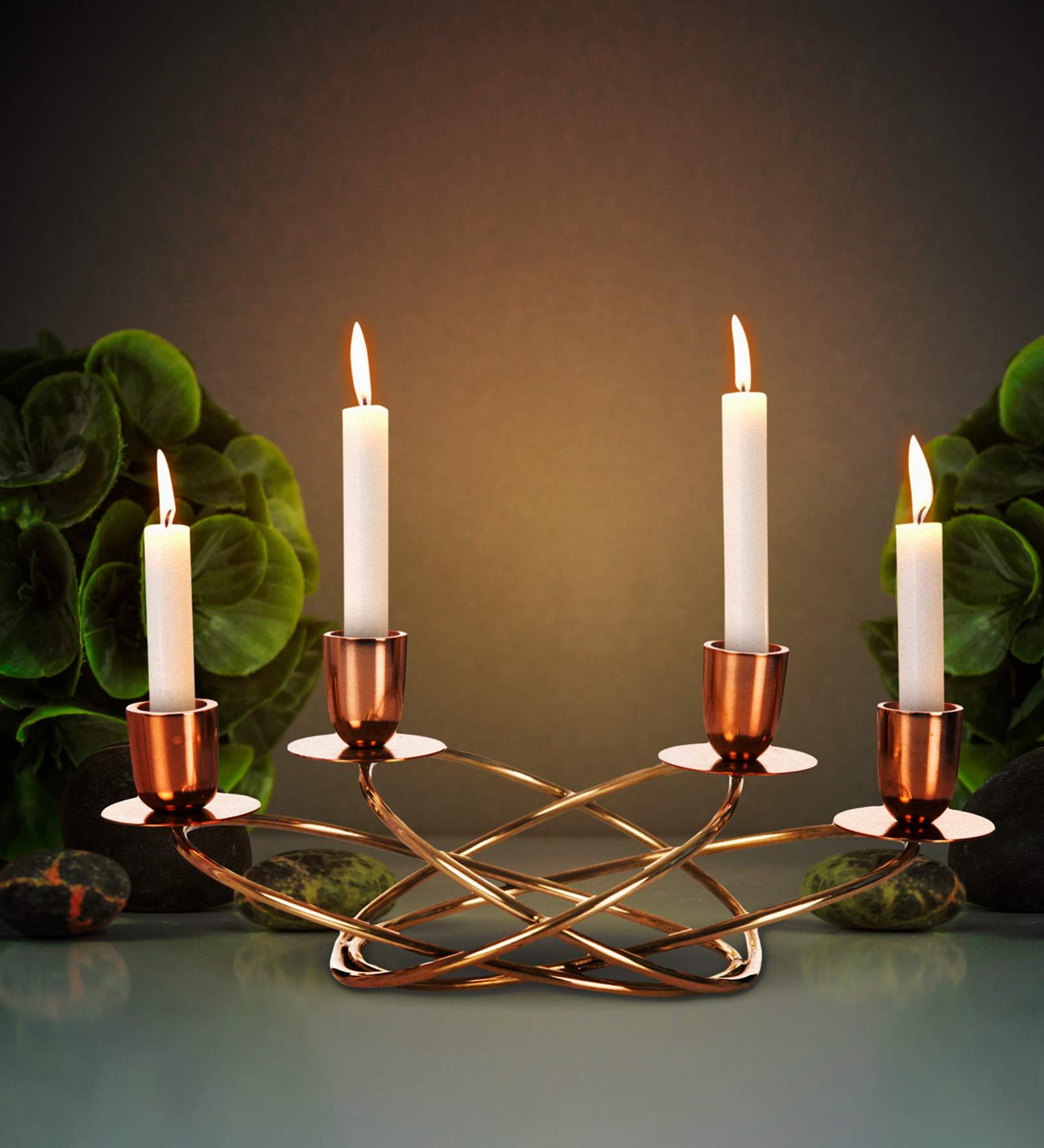 Buy Gold Aluminium Table Candle Holder by House of Sajja Online