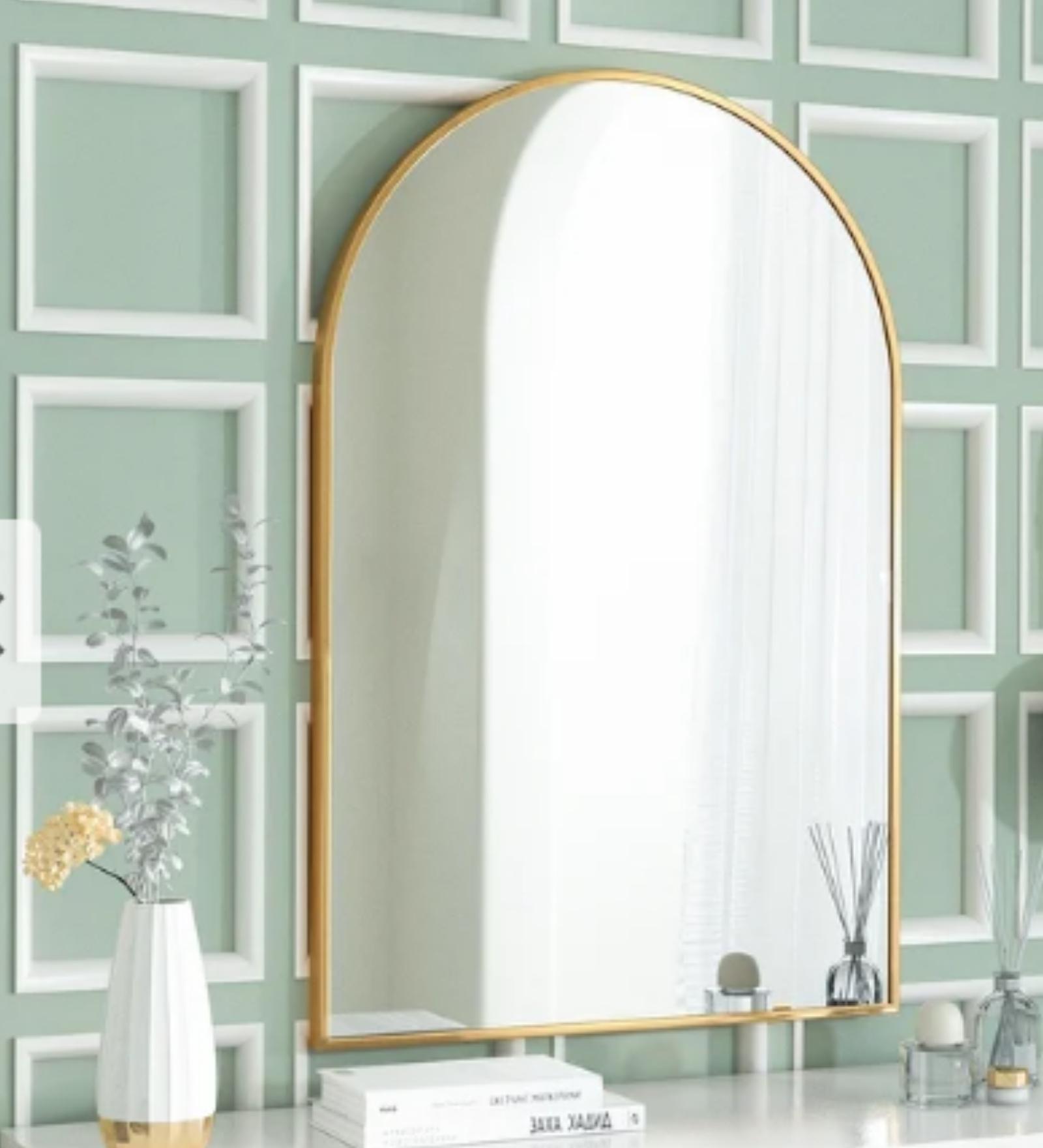 24 Inch Gold Arch Mirror in Steel Frame