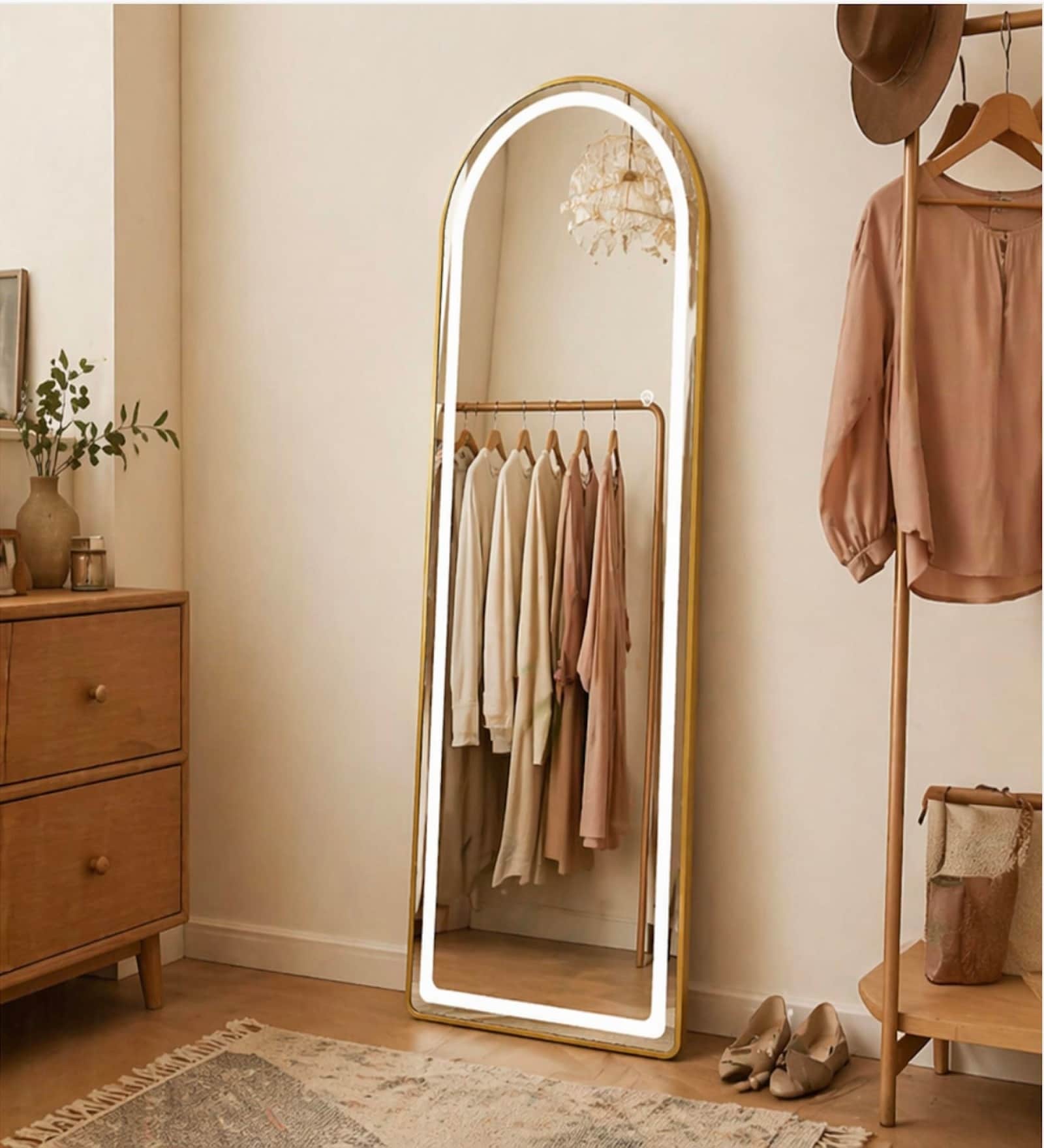 Gold Arch Halo Arch Floor Mirror (150 x 40) CM