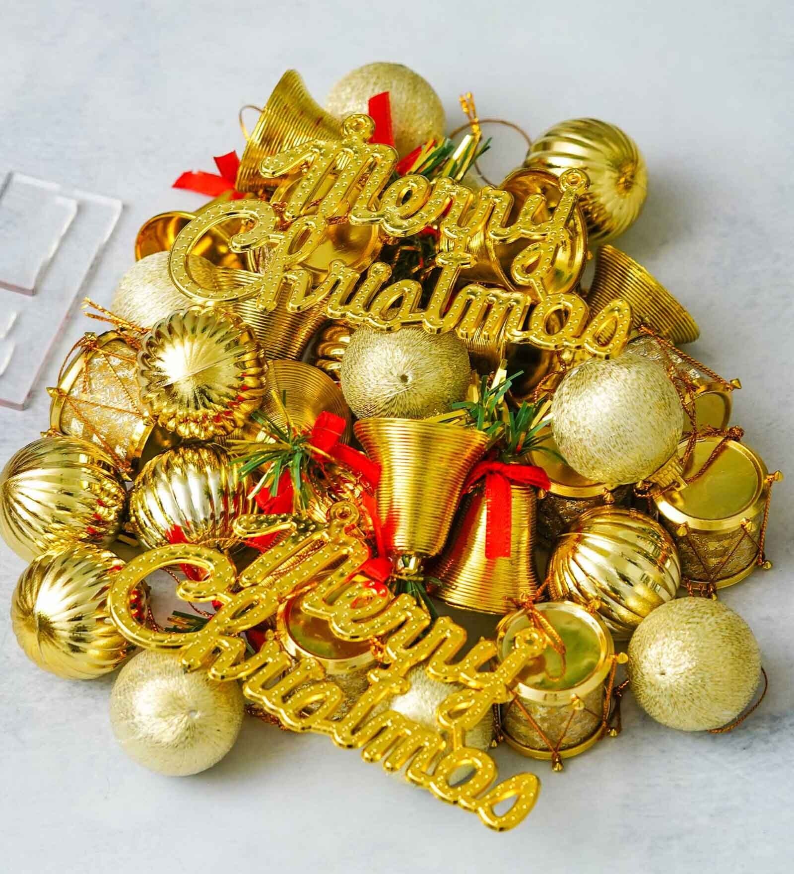 Gold Assorted Christmas Hanging Ornaments