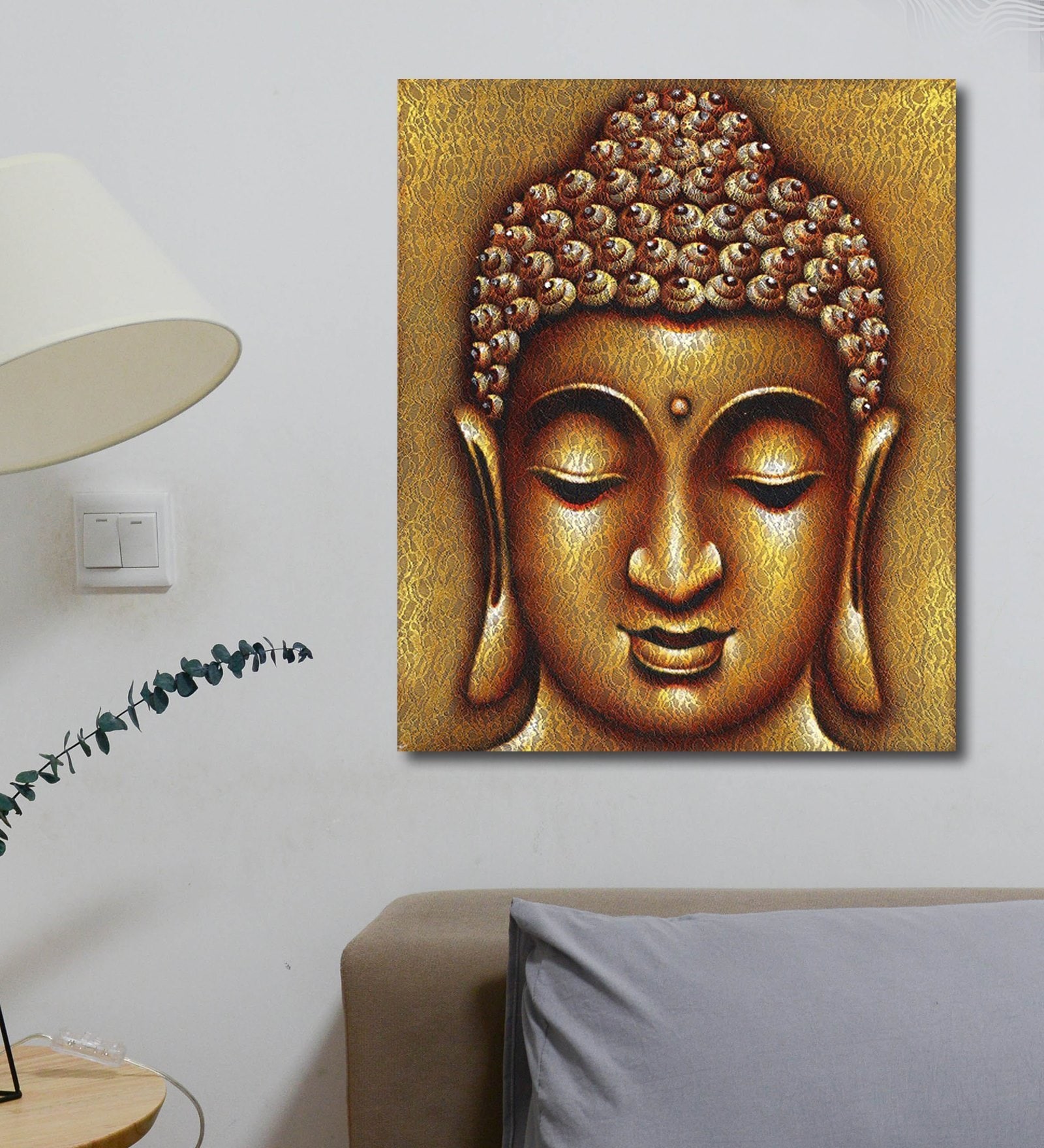 Buy Gold Aura - Buddha Canvas Portrait Acrylic Painting by Pisarto at ...