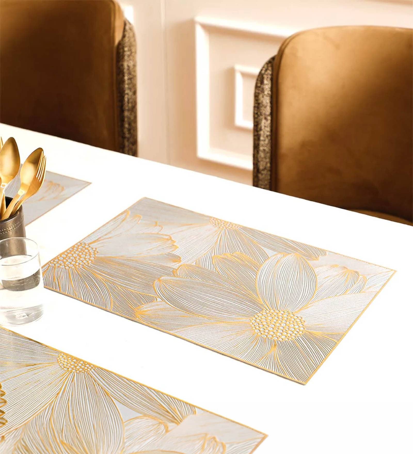 Golden Berey Rectangular PVC Dining Table Placemat