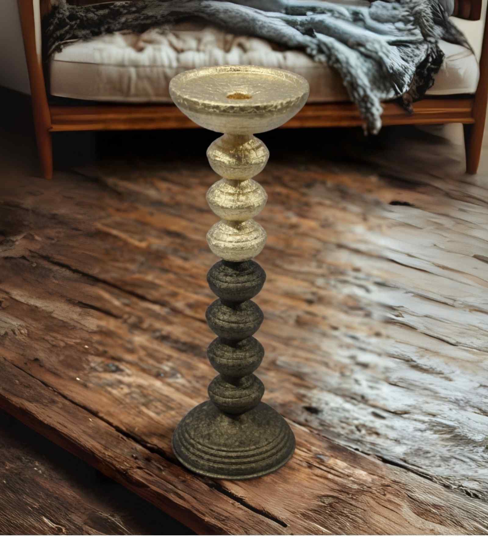 Gold And Black Iron Beautiful Candle Holder for Home & Festive Decor