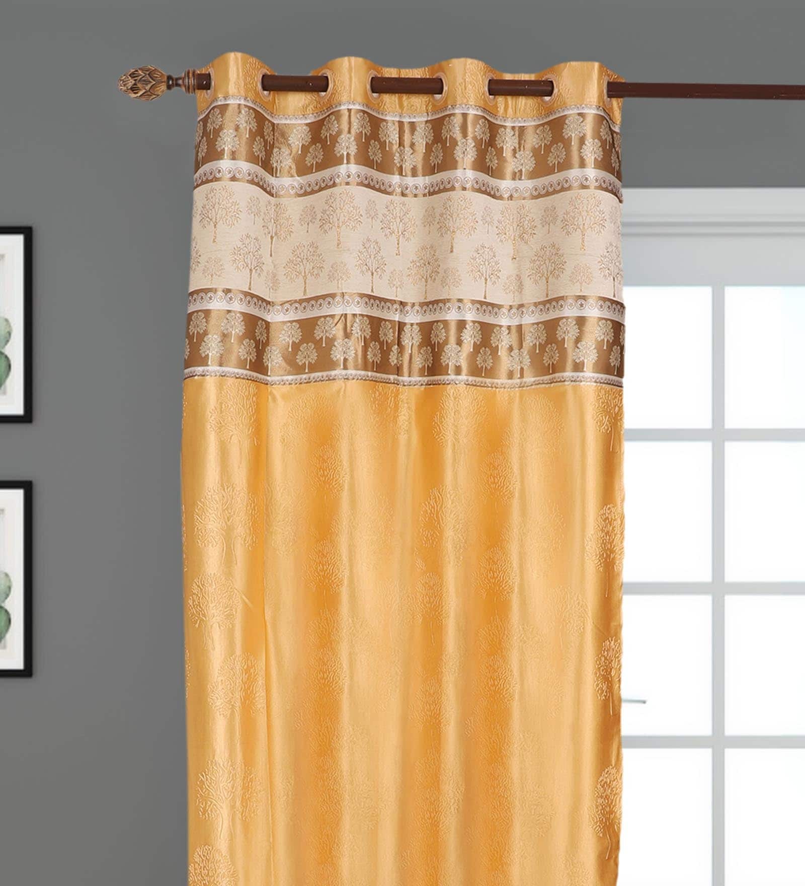 Gold Velvet Blackout 9 Feet Eyelet Curtain (1 Piece)
