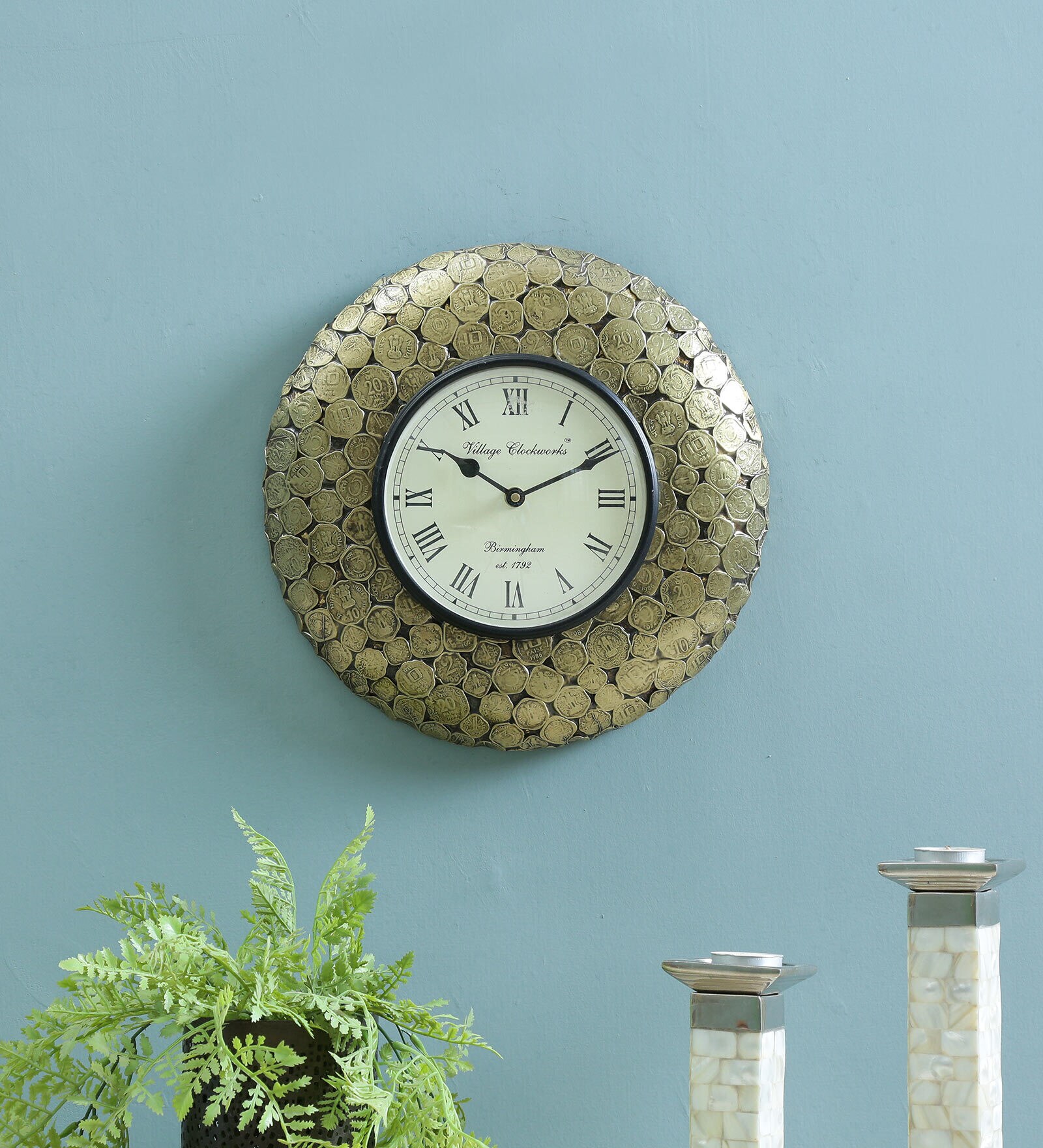Forest Gold Brass Analog Wall Clock