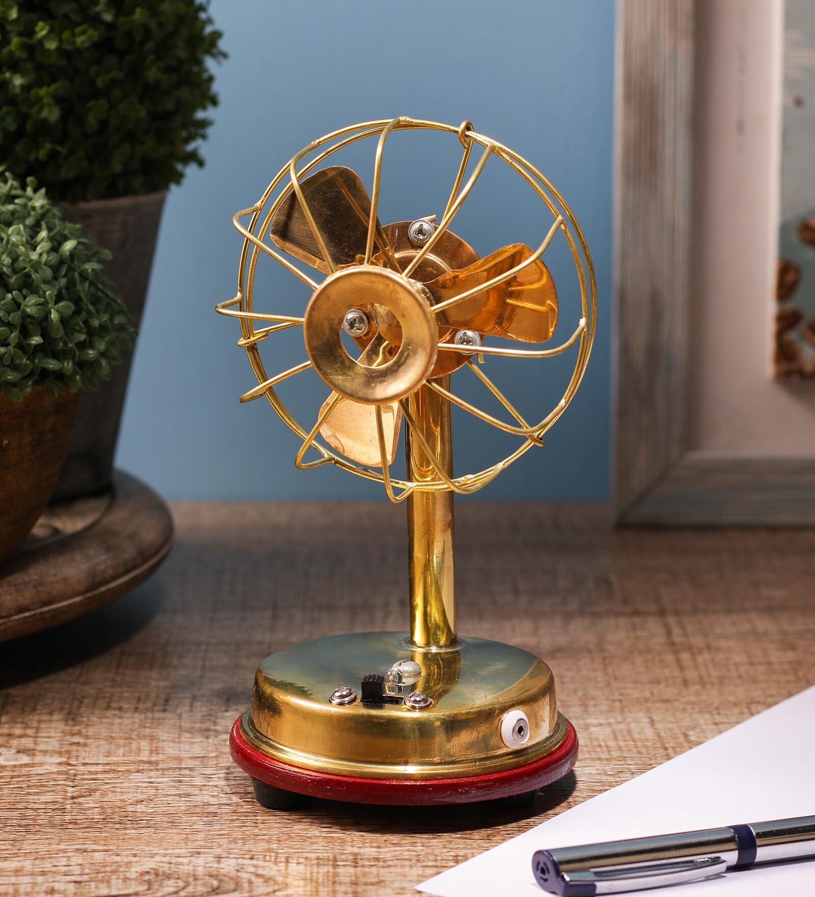 Gold Brass Table Fan