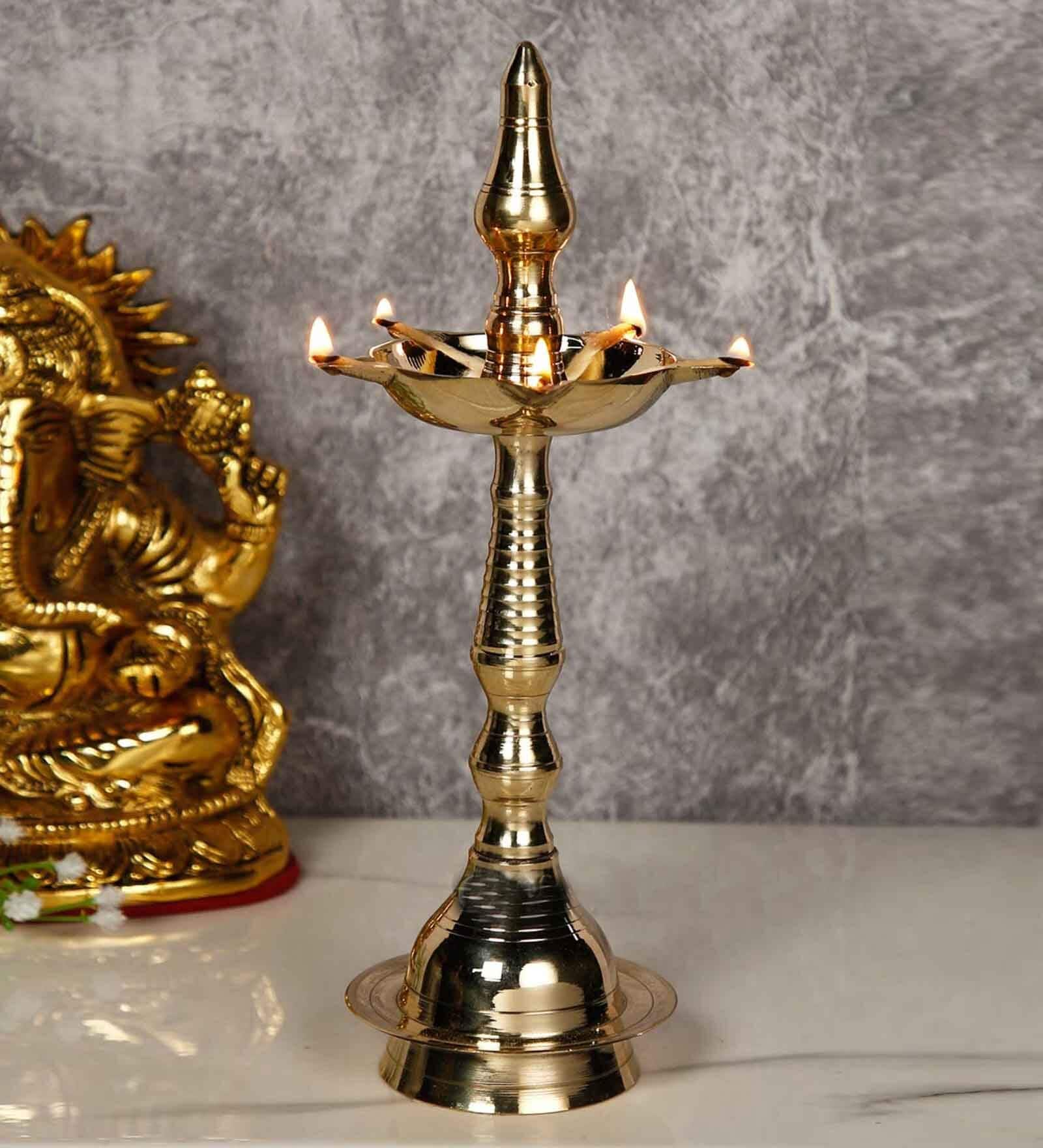 Buy Gold Brass 5 Jyot Diya at 2% OFF by CraftVatika | Pepperfry