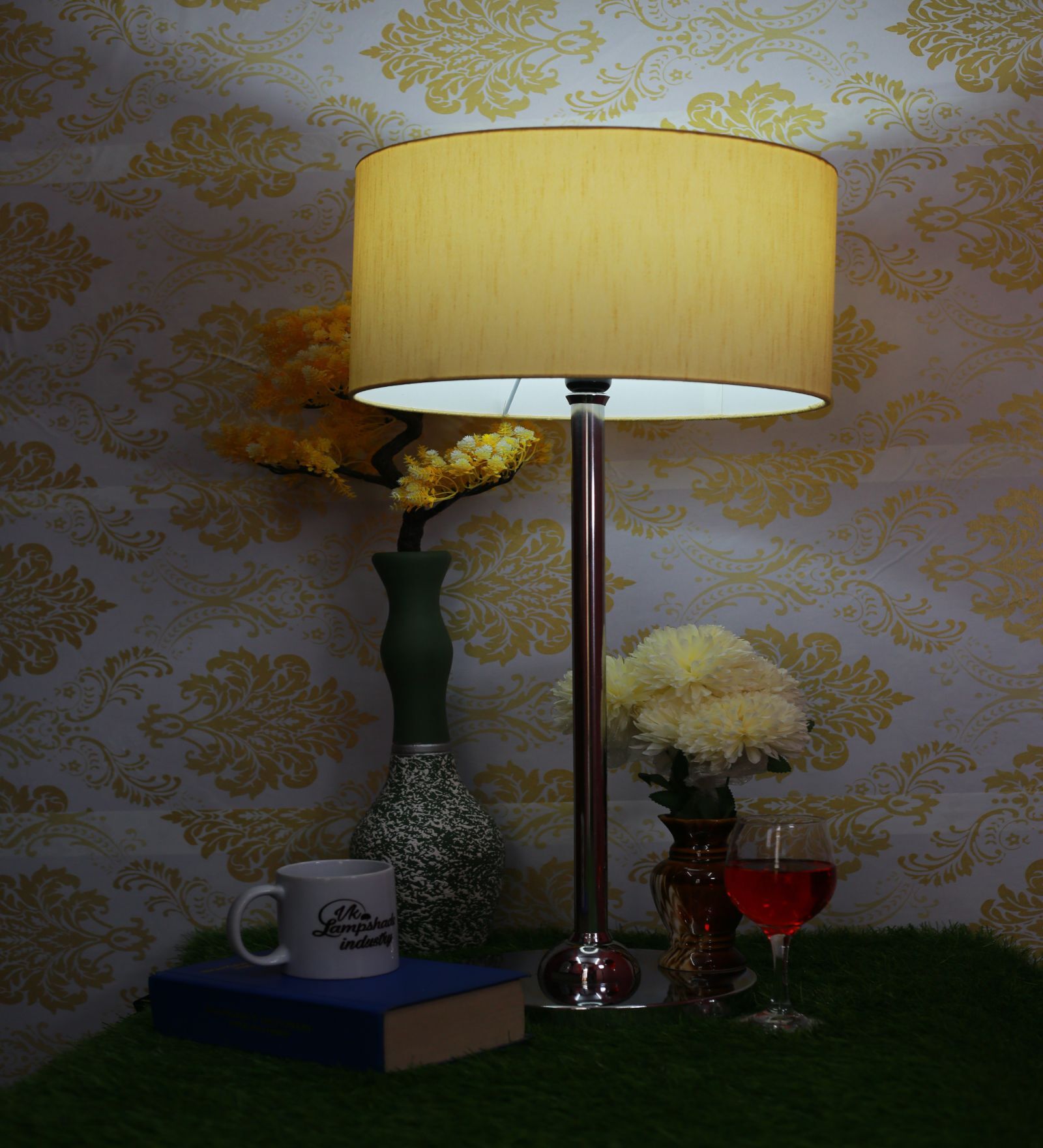 Gold Color Silk Drum Lampshade