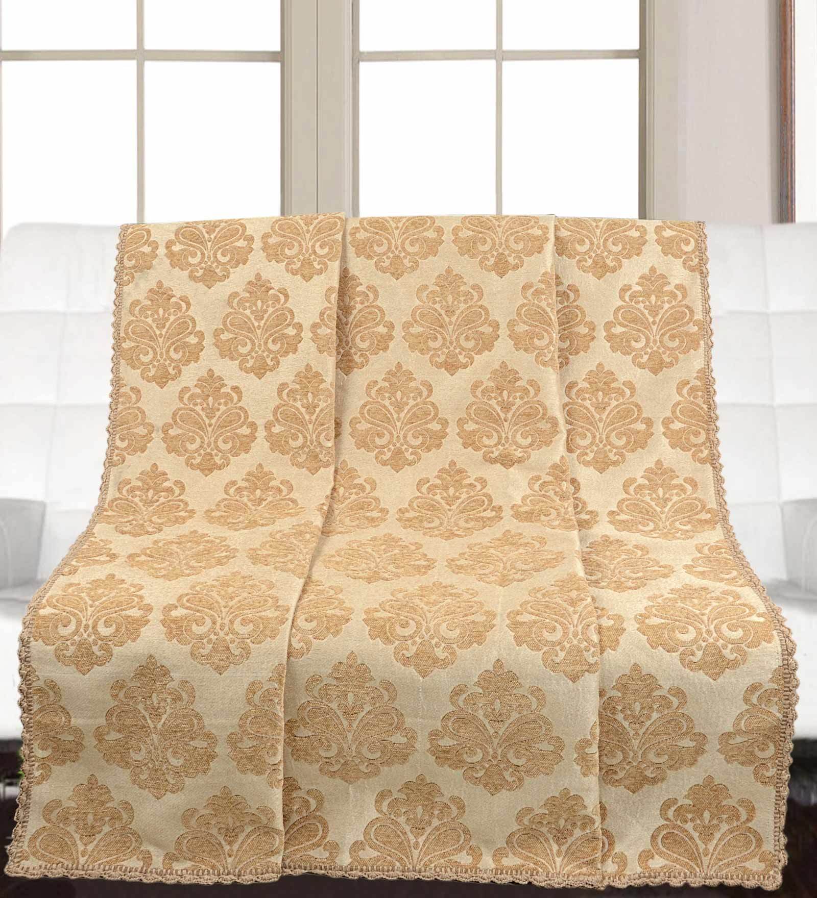 Yellow Chenille Printed 56X50 Inch Decorative Throw