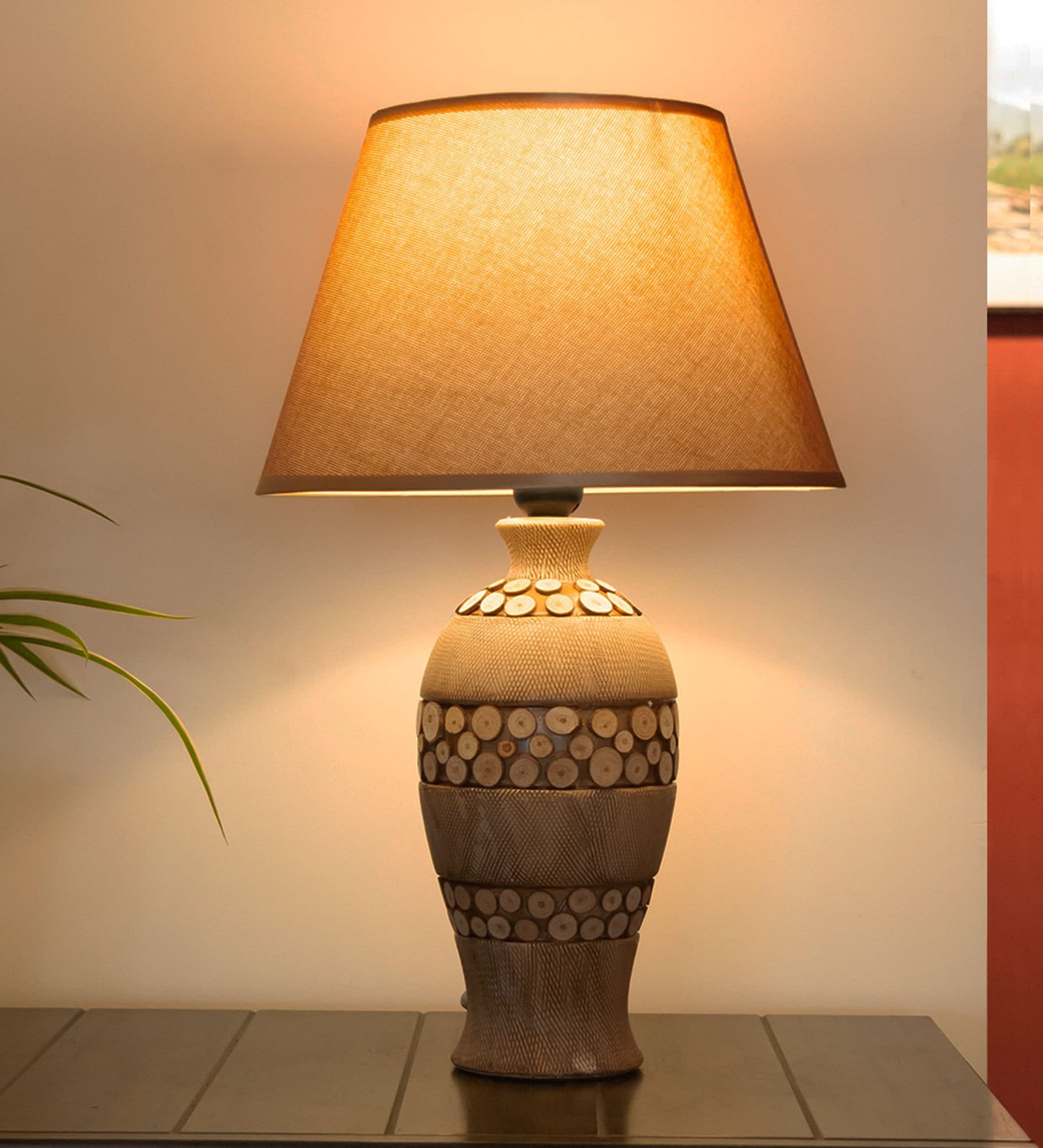 Buy Bendigo Gold Fabric Shade Table Lamp With Ceramic Base By Kapoor E Illuminations Online 7945