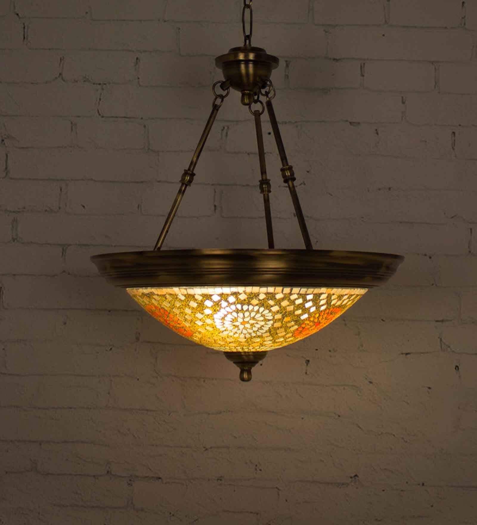 Gold Dish Tilak Antique Brass 3 Light Hanging Light