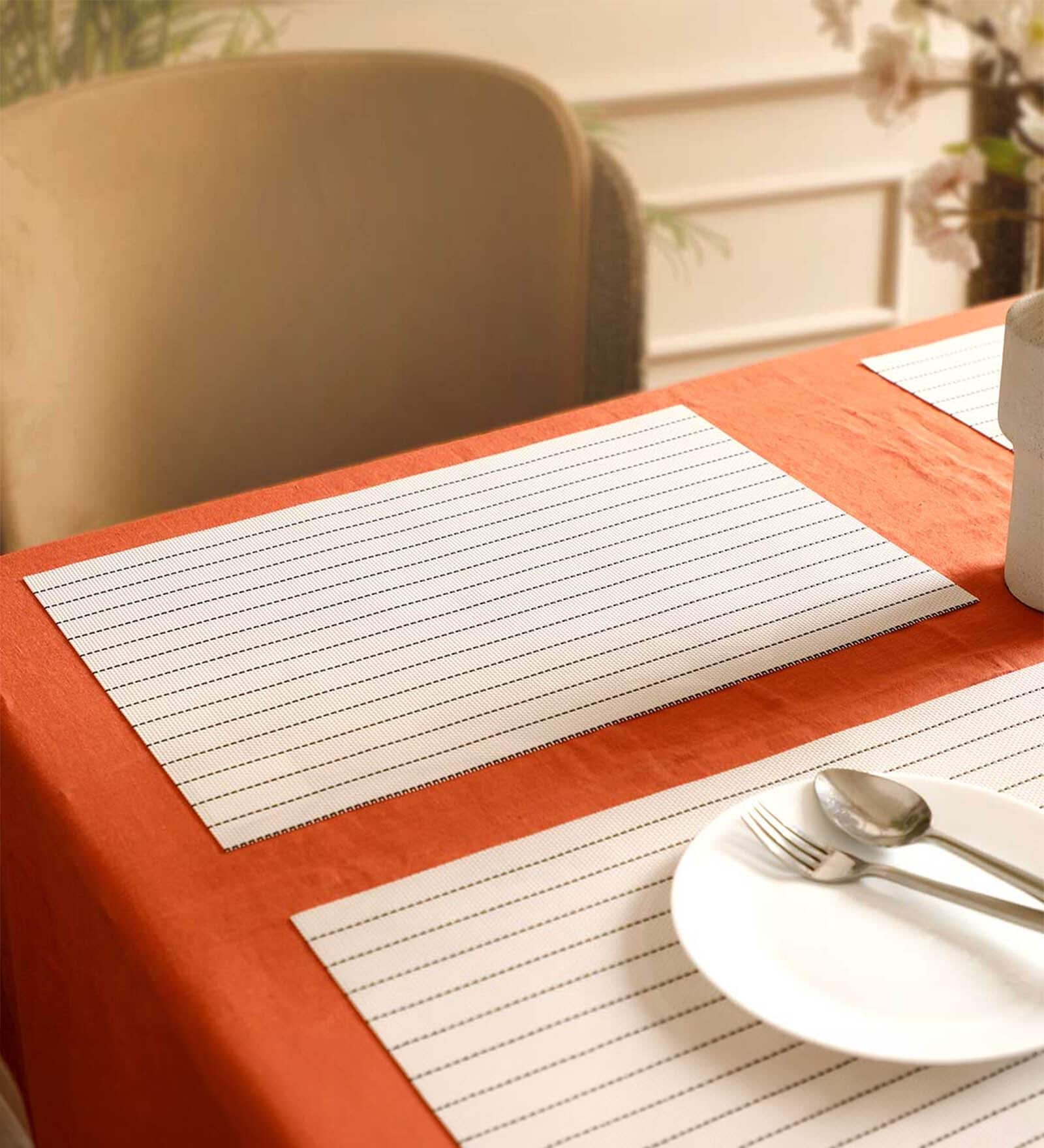 Cream Emma Rectangular PVC Dining Table Placemat