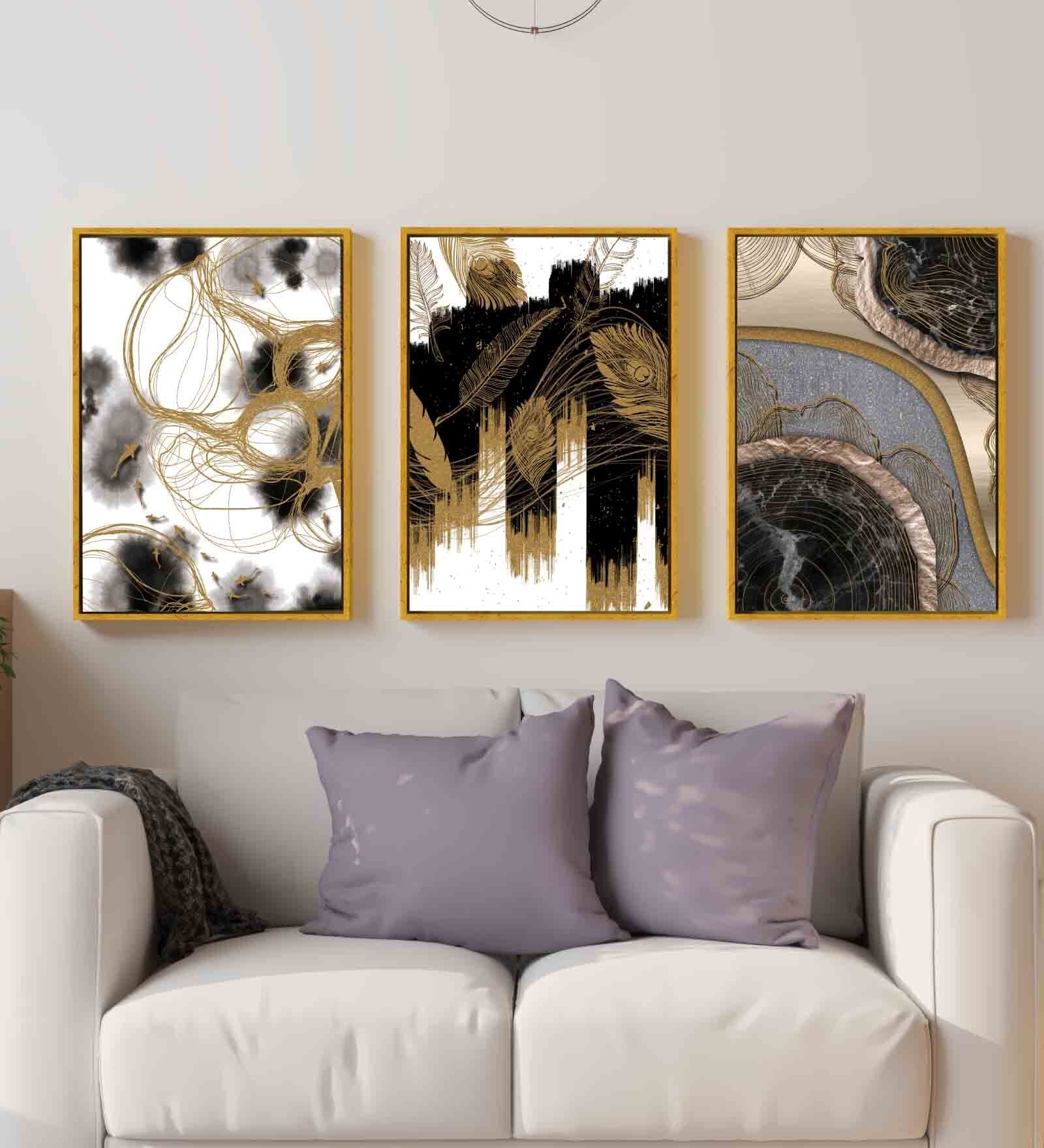 Multicolour Engineered Wood (Set of 3) Art Panels