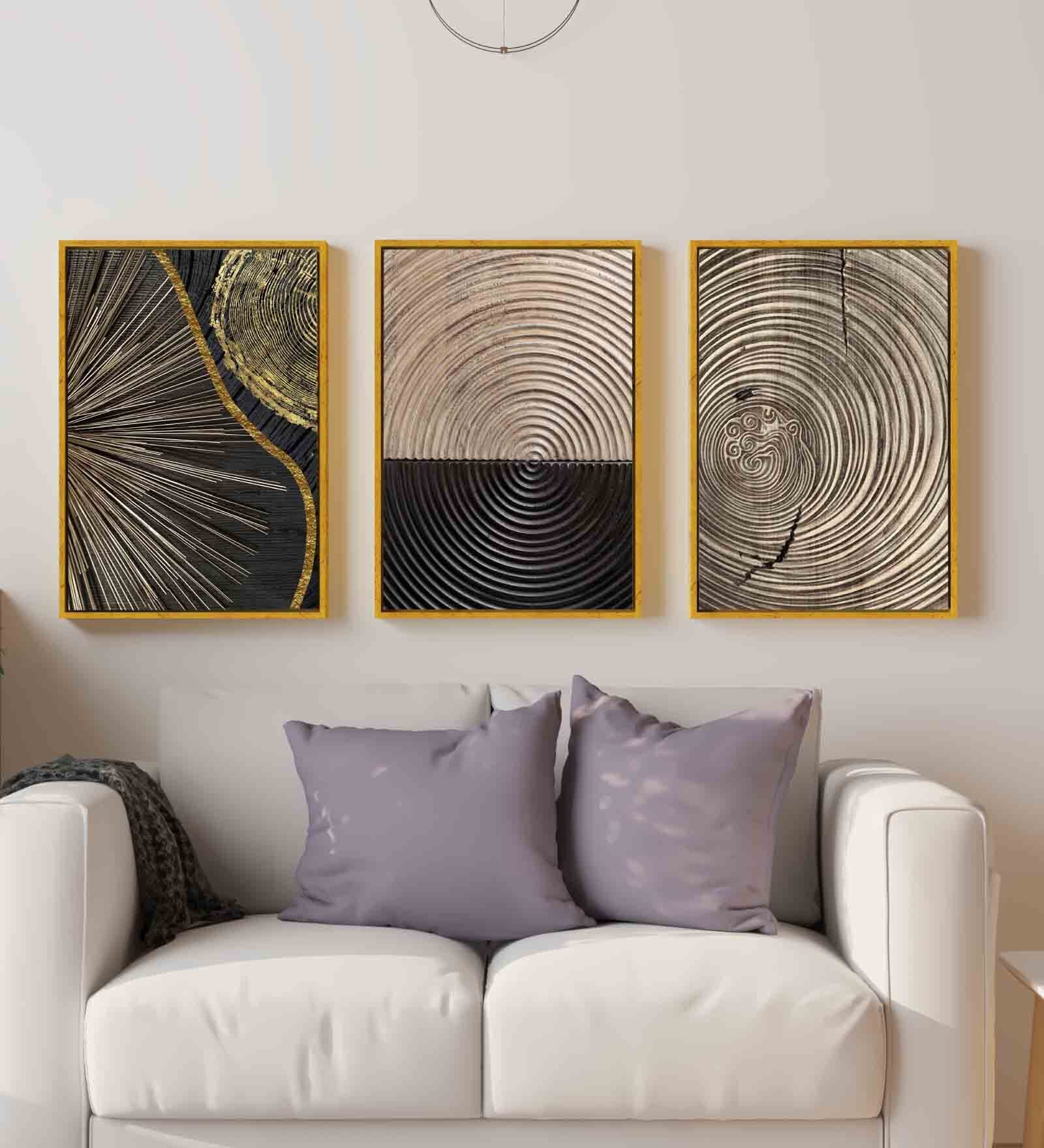 Buy Gold Engineered Wood (Set of 3) Art Prints at 54% OFF by Art Street ...