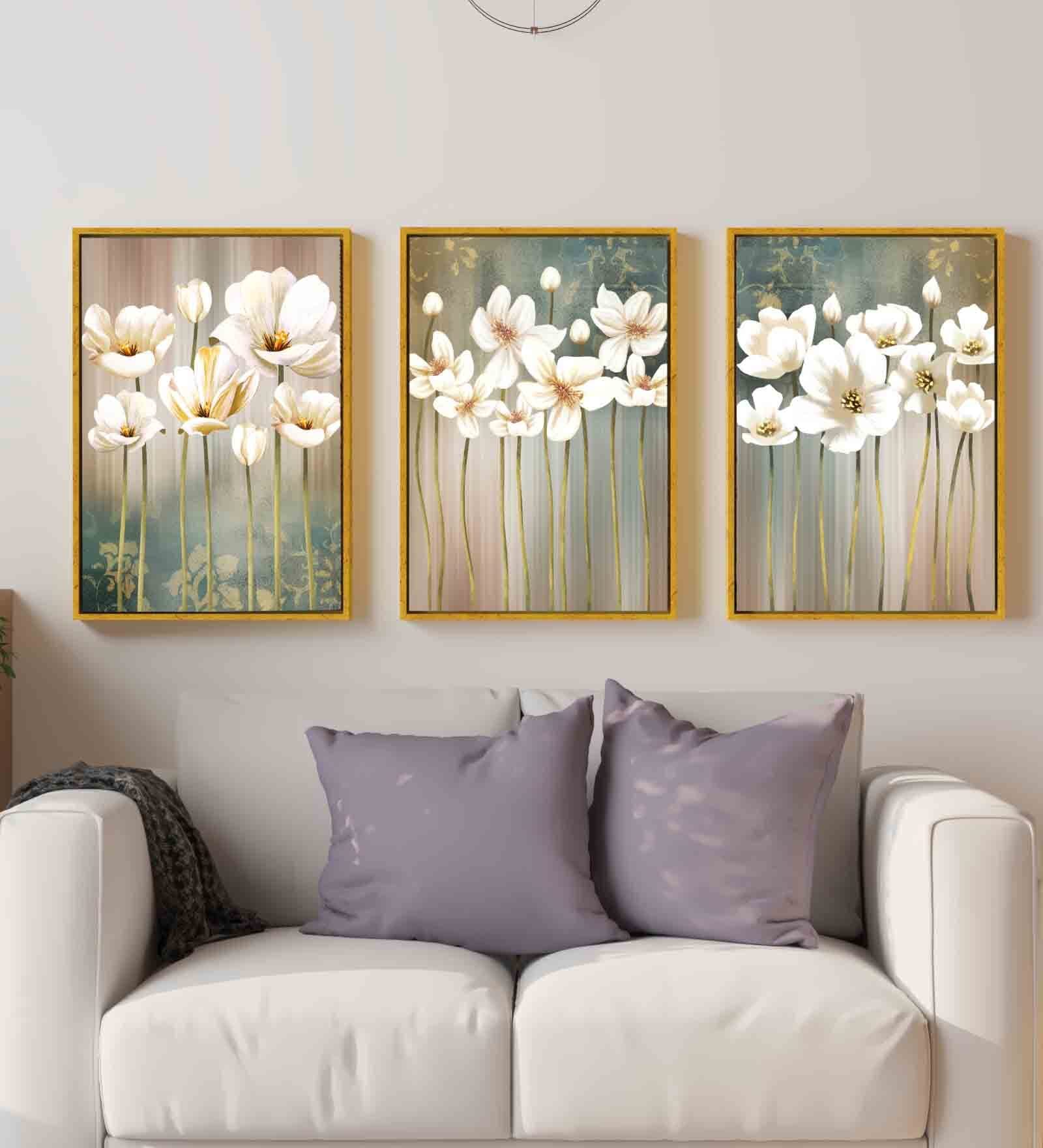 Multicolour Engineered Wood (Set of 3) Art Panels