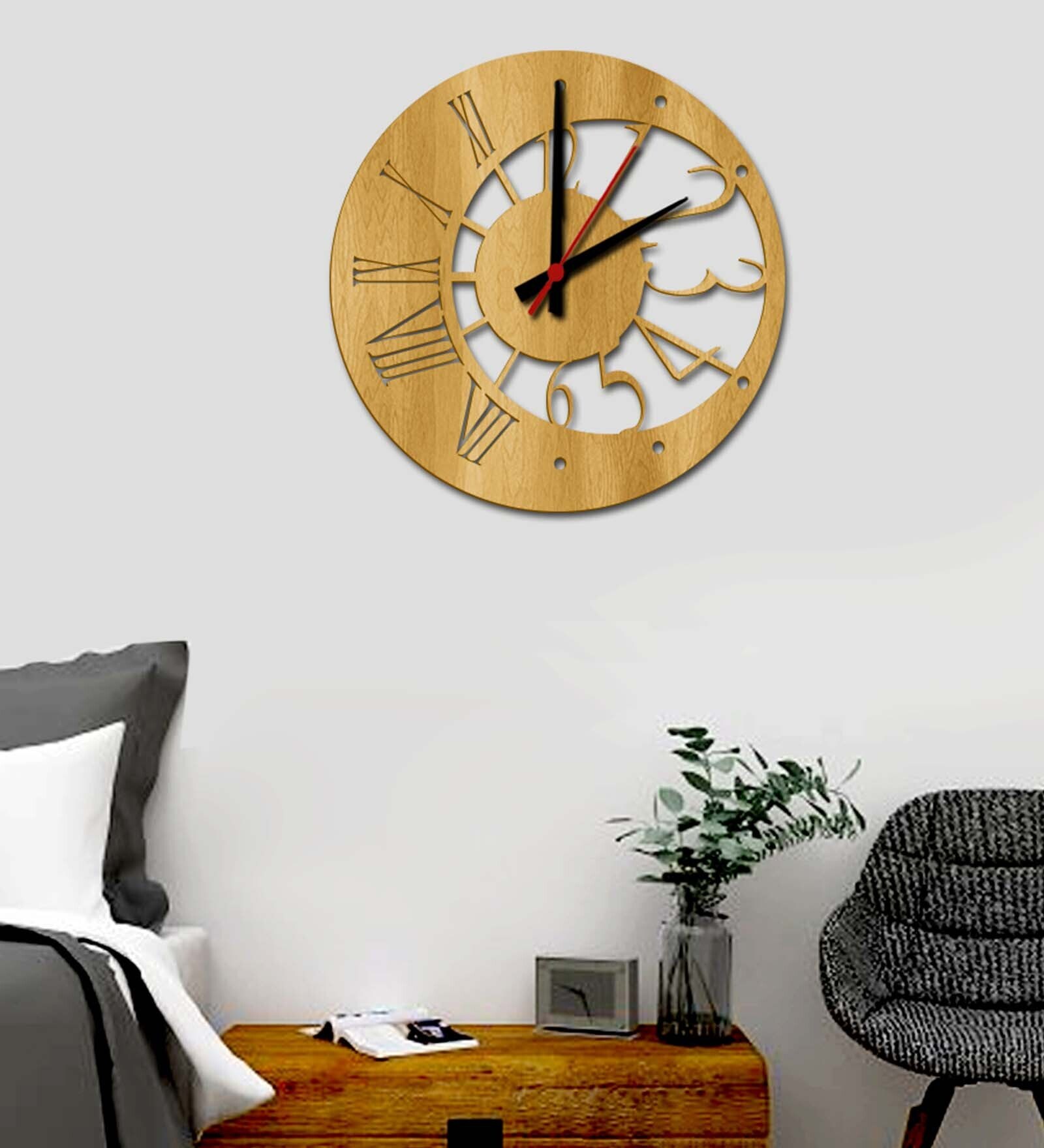 Buy Brown Engineered Wood Analog Wall Clock at 11% OFF by WallMantra ...