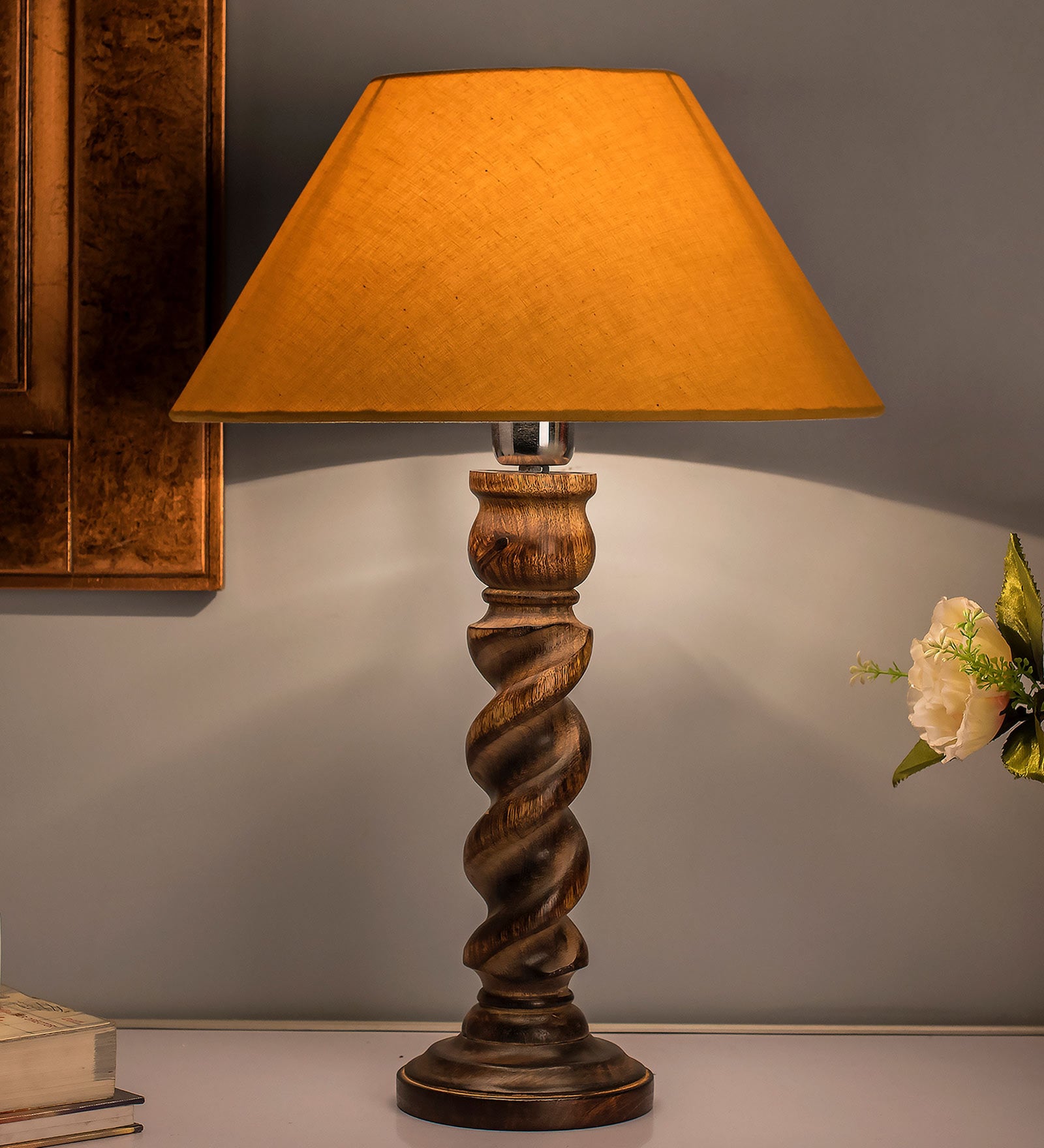 Gold Fabric Classic Twister Table Lamp