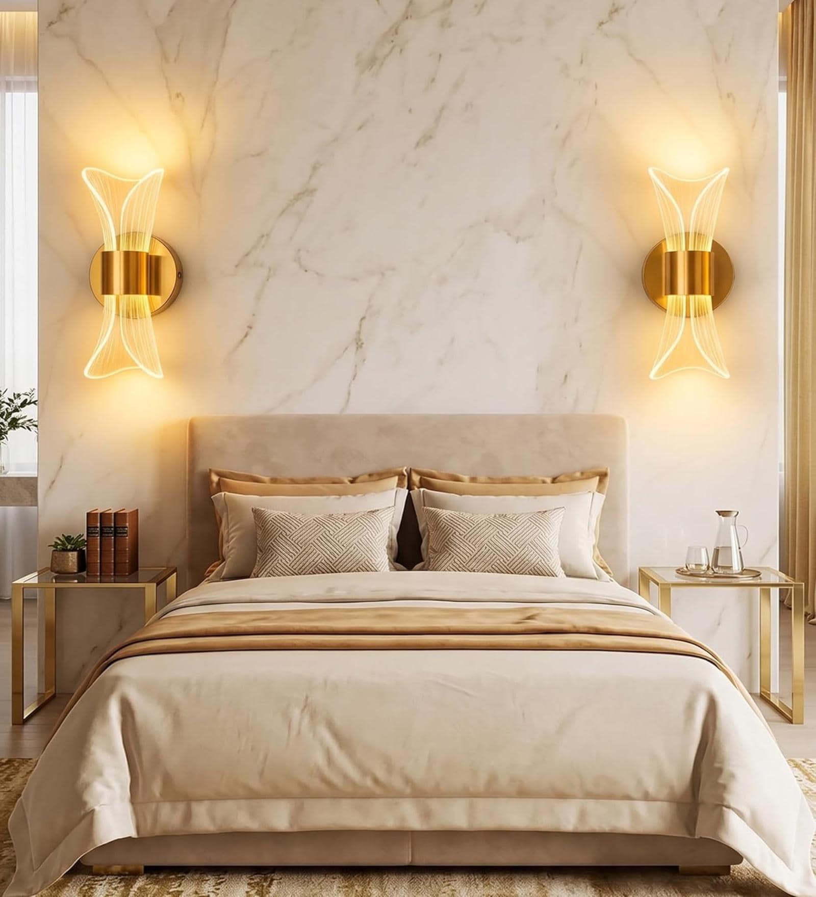 Gold Finish, Decorative Sconce Modern LED Wall Light Pack of 2 Gold Finish, Decorative Sconce Modern LED Wall Light Pack of 2