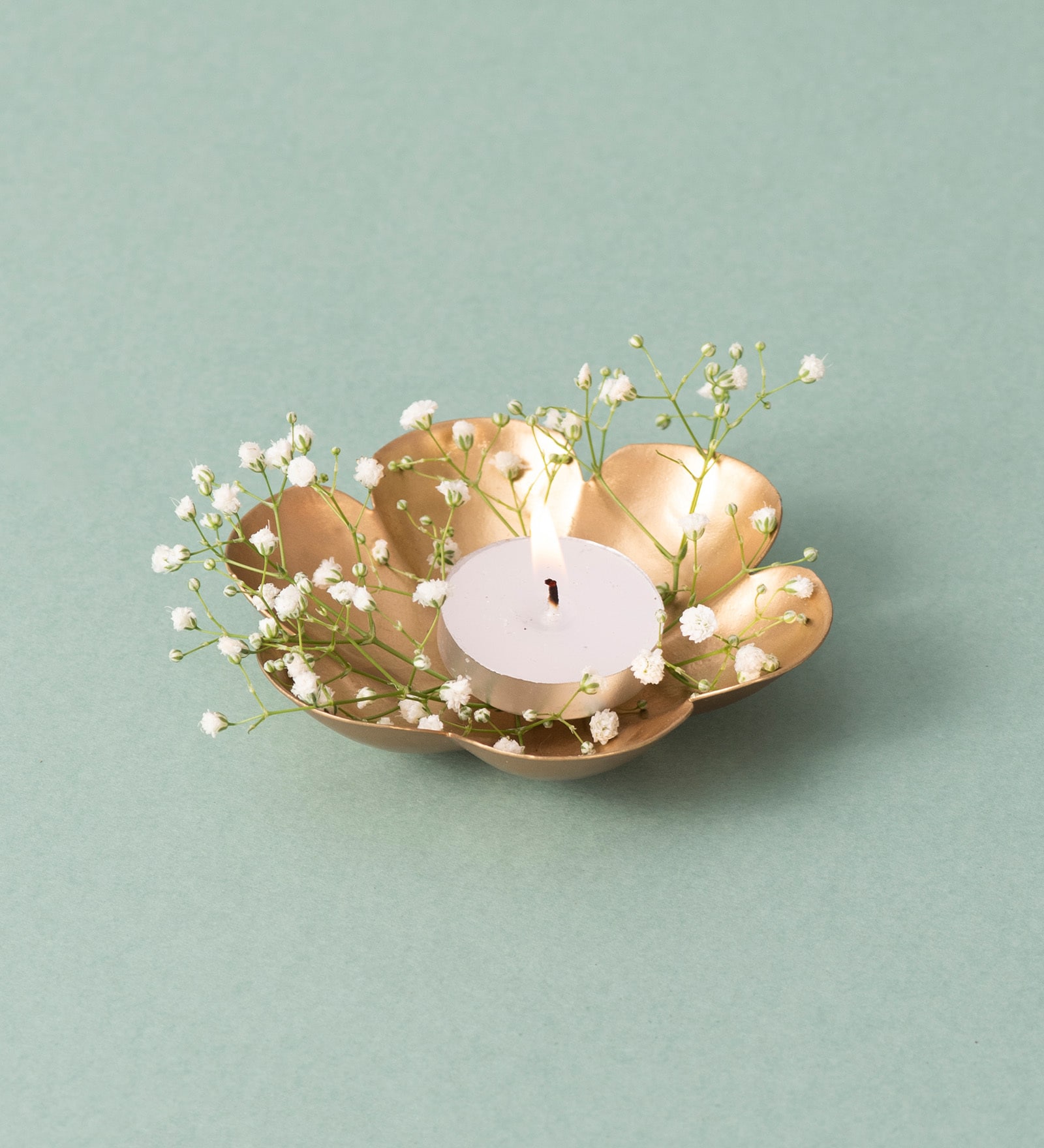 Gold Floral Design Diya